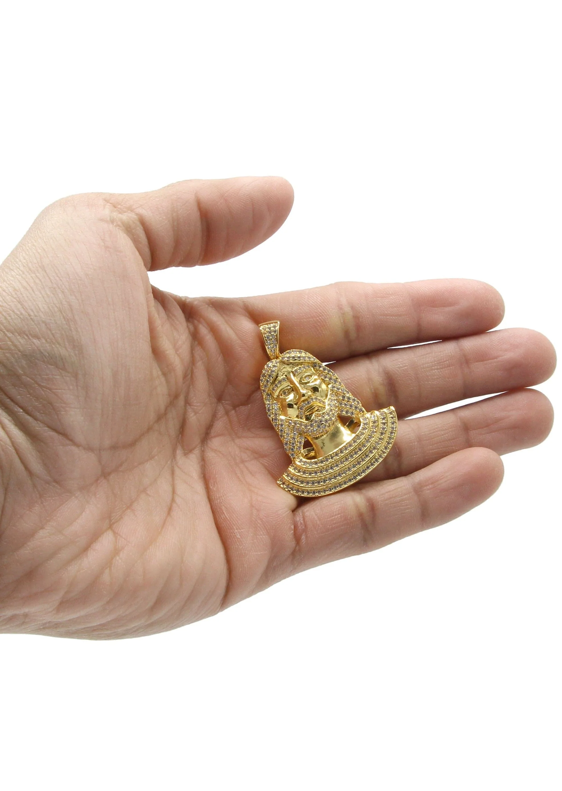 Mens Gold Plated Jesus Head Pendant | 14.1 Grams - Image 4