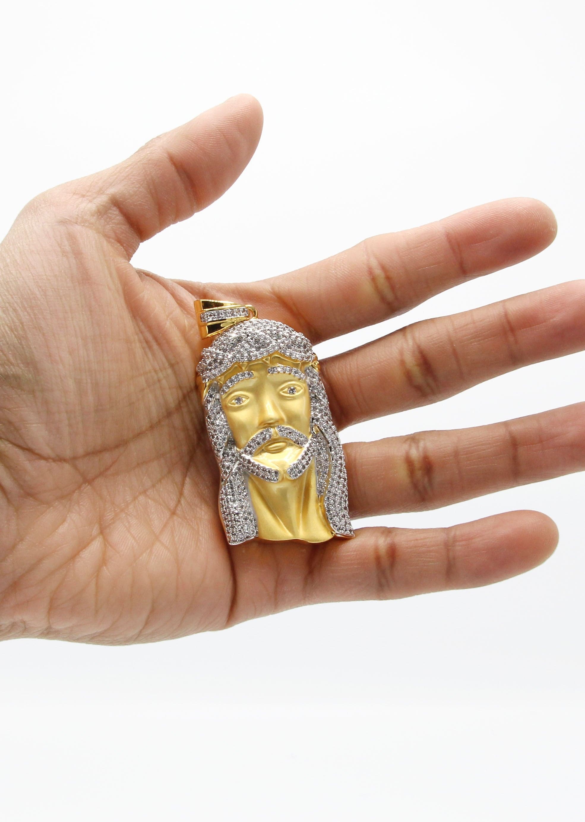 Mens Gold Plated Jesus Head Pendant | 34.4 Grams - Image 4