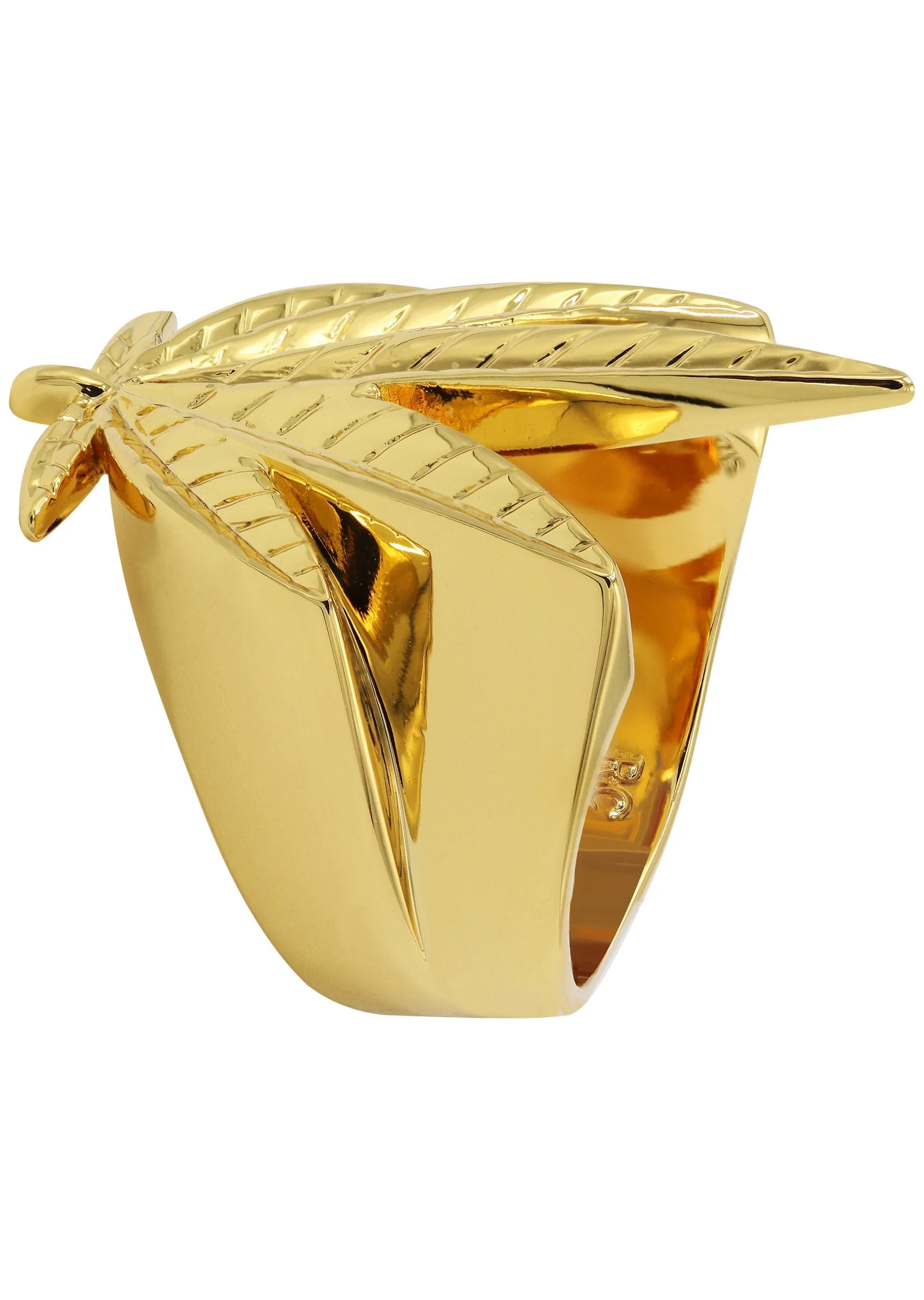 Gold Plated Marihuana Leaf Ring | 14 Grams - Image 2