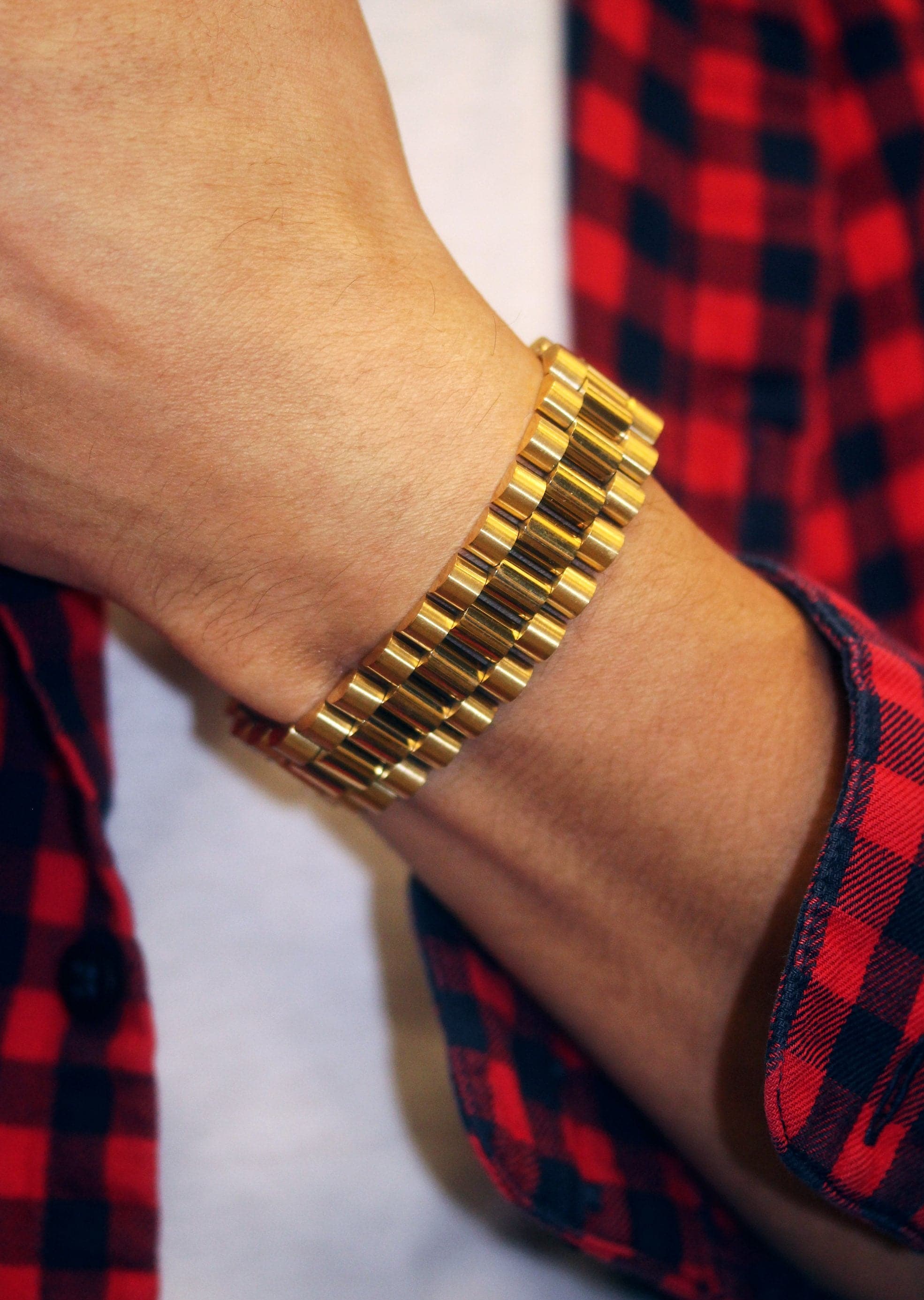 Gold Plated Mens Presidential Band Bracelet - Image 3