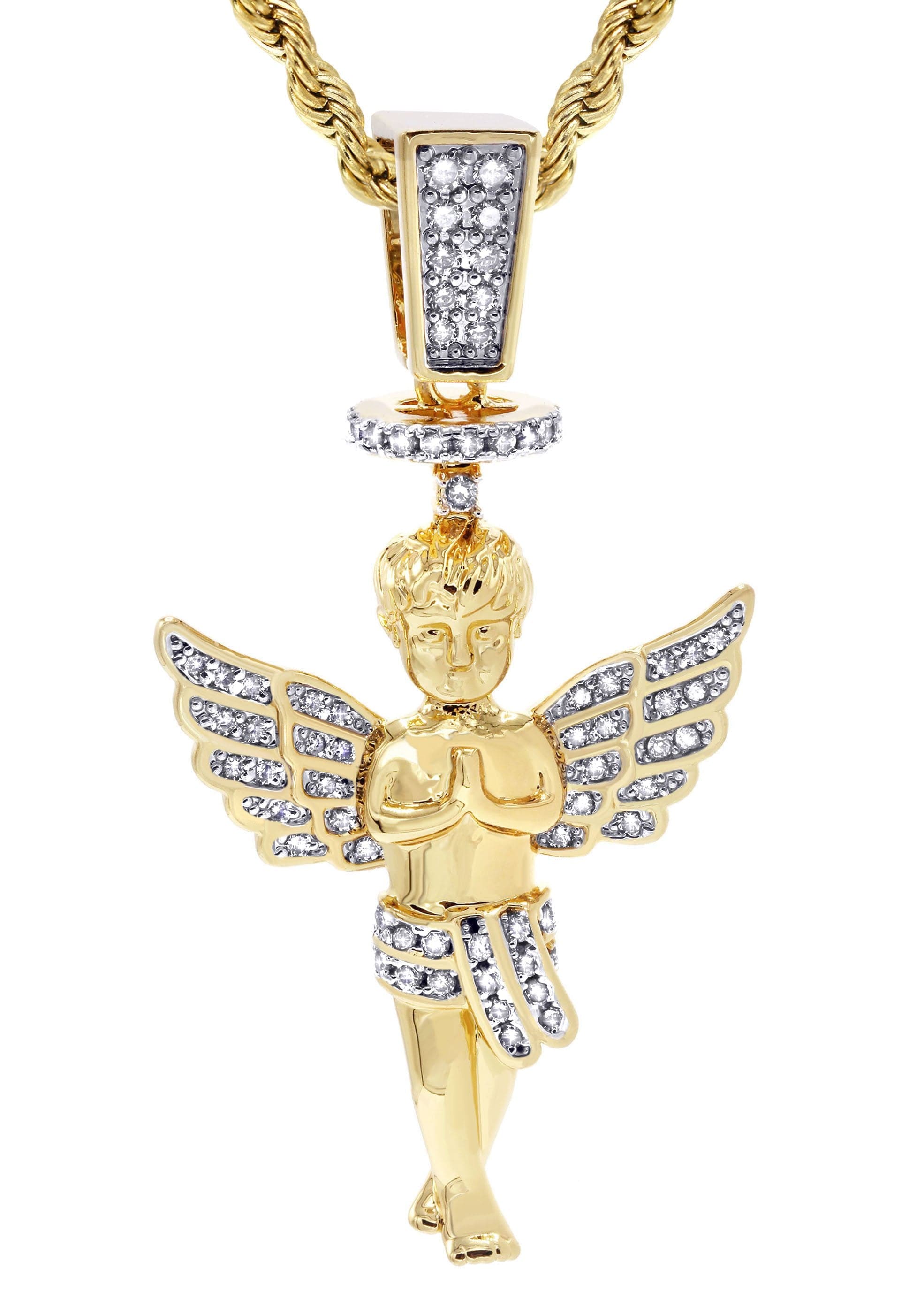 Mens Gold Plated Rope Chain & Angel Pendant | Appx. 14.2 Grams - Image 2