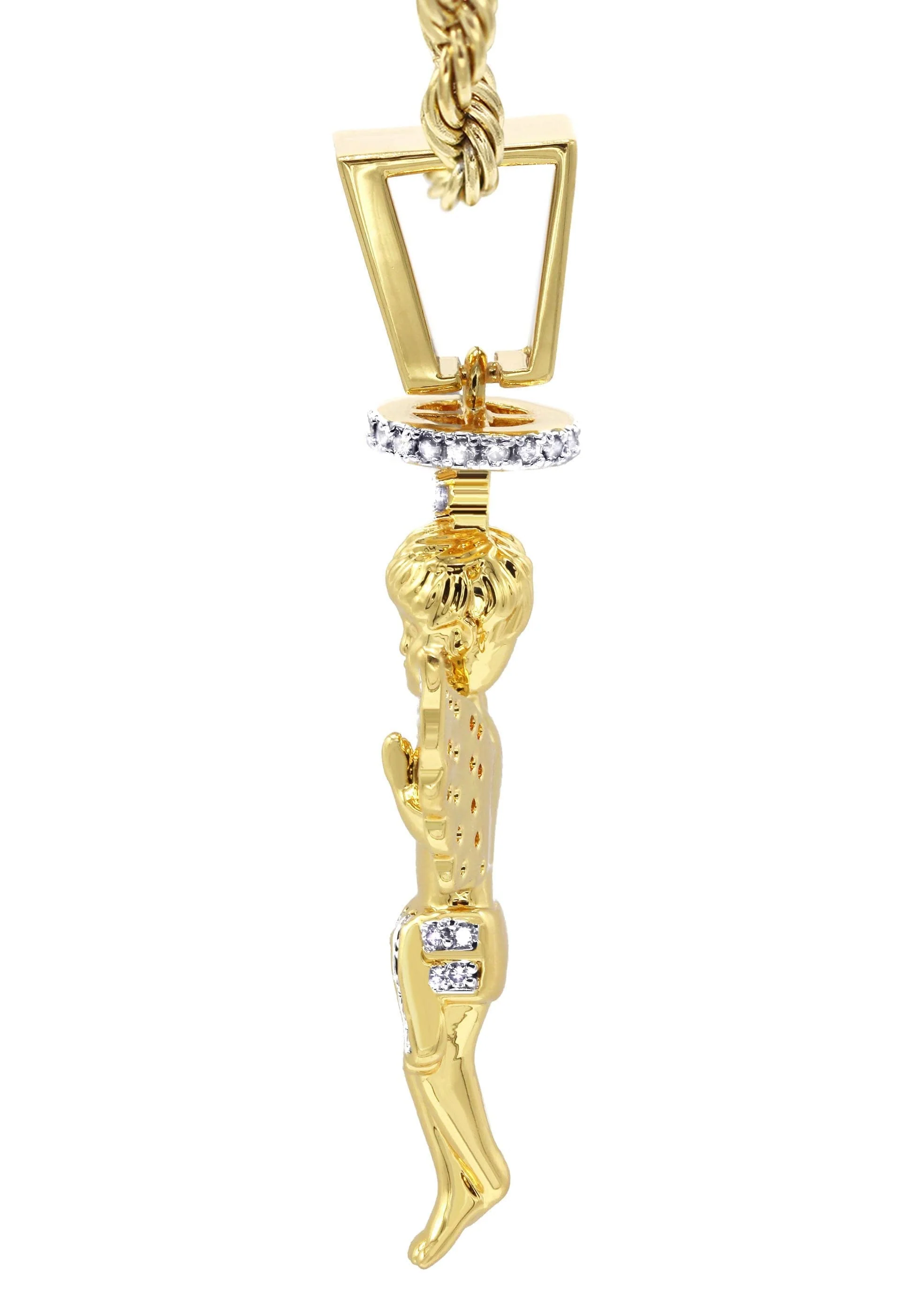 Mens Gold Plated Rope Chain & Angel Pendant | Appx. 14.2 Grams - Image 4