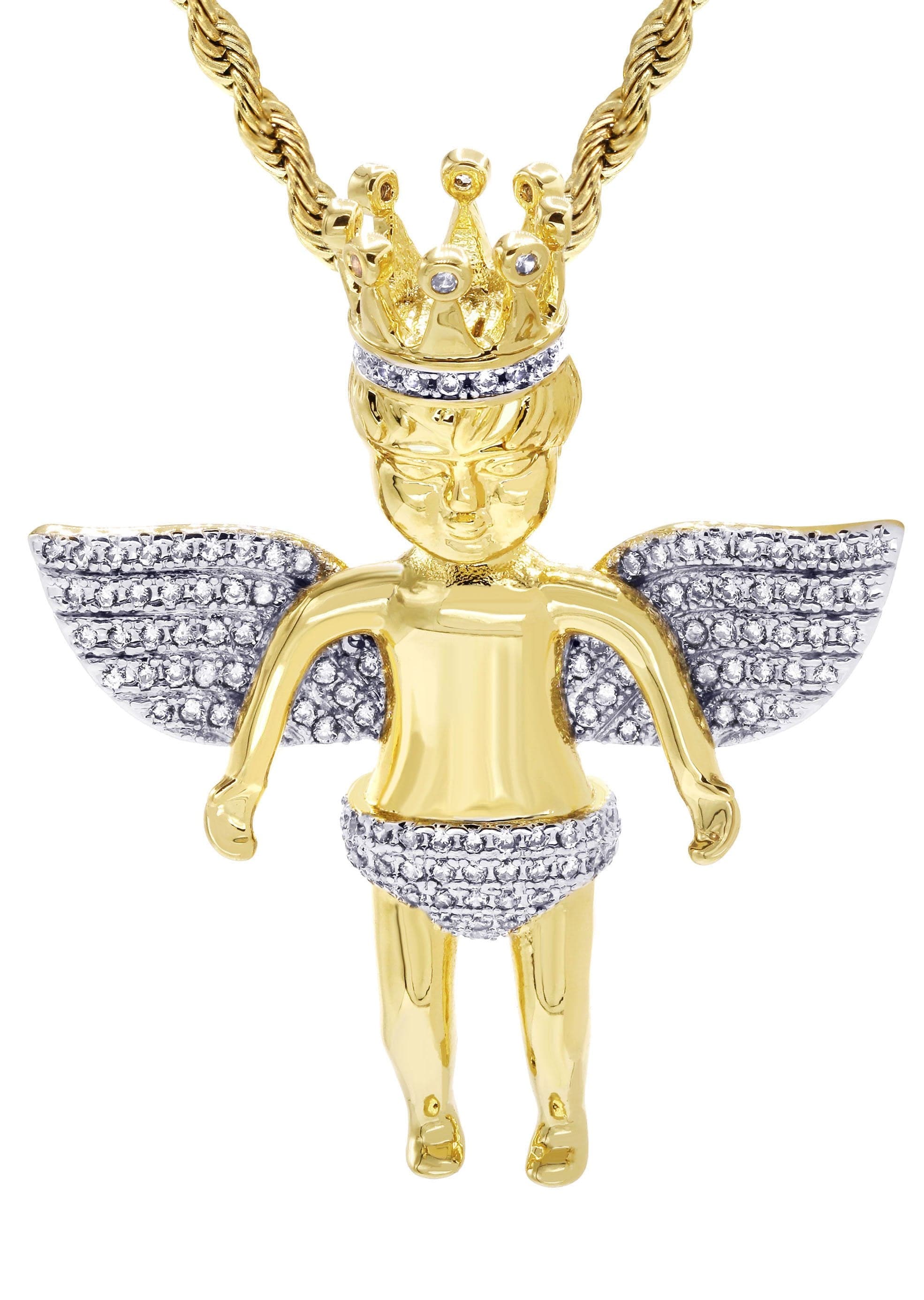 Mens Gold Plated Rope Chain & Angel Pendant | Appx. 16.3 Grams - Image 2