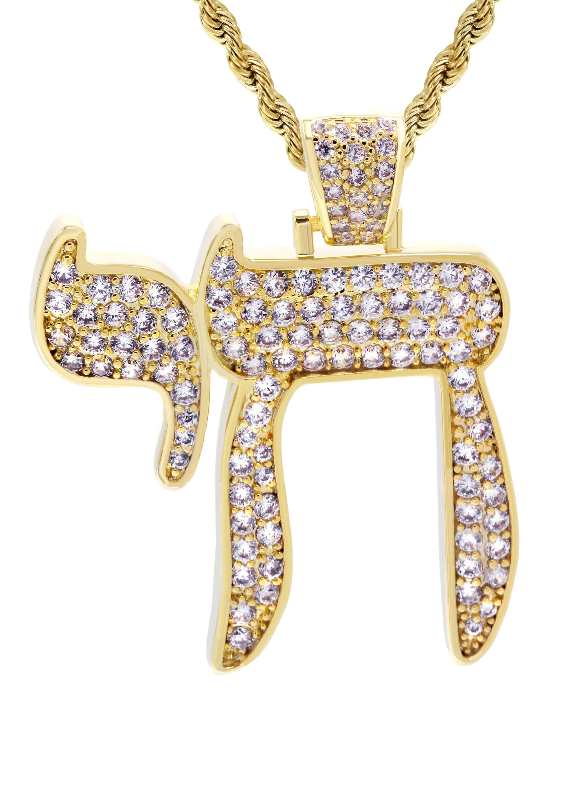 Mens Gold Plated Rope Chain & Chai Pendant | Appx. 19.4 Grams - Image 2
