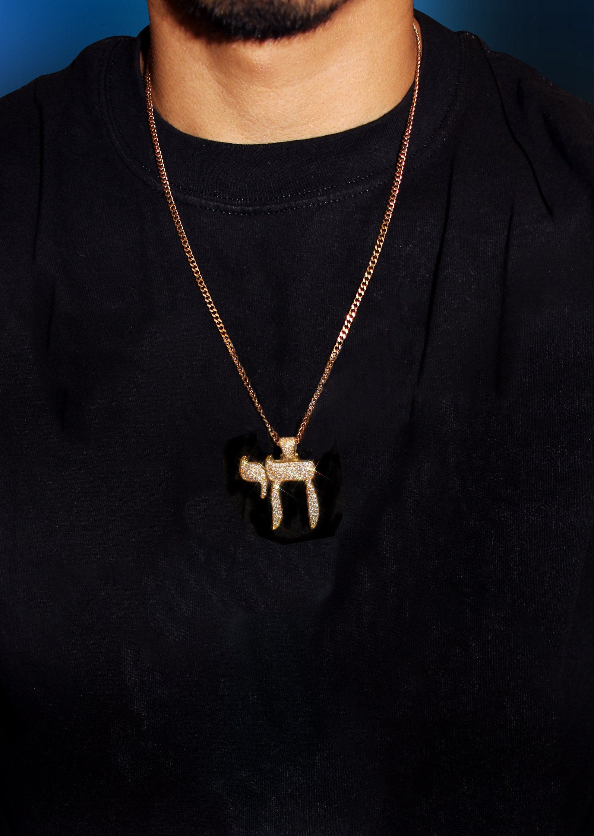 Mens Gold Plated Rope Chain & Chai Pendant | Appx. 19.4 Grams - Image 5