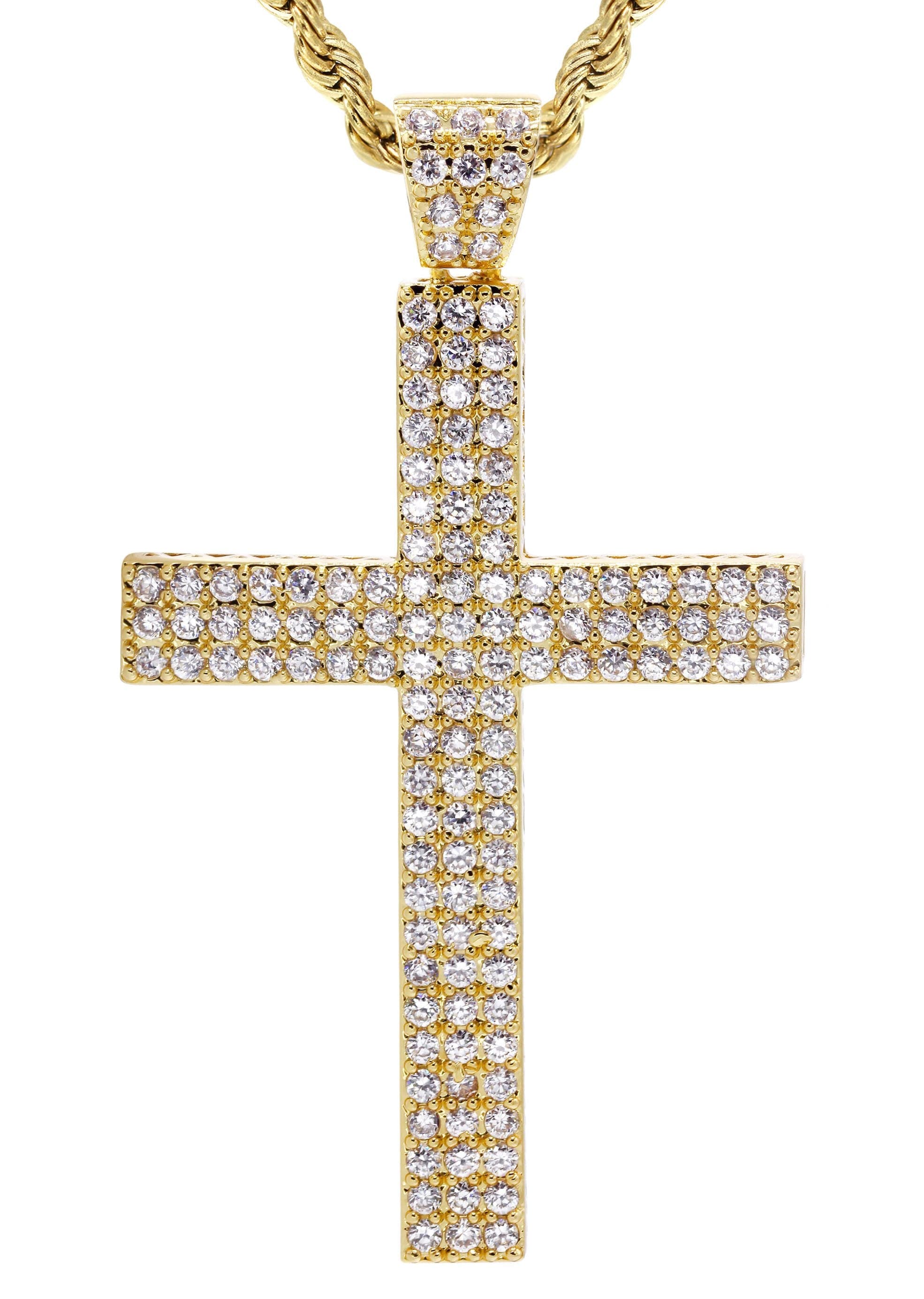 Mens Gold Plated Rope Chain & Cross Pendant | Appx. 19.9 Grams - Image 2