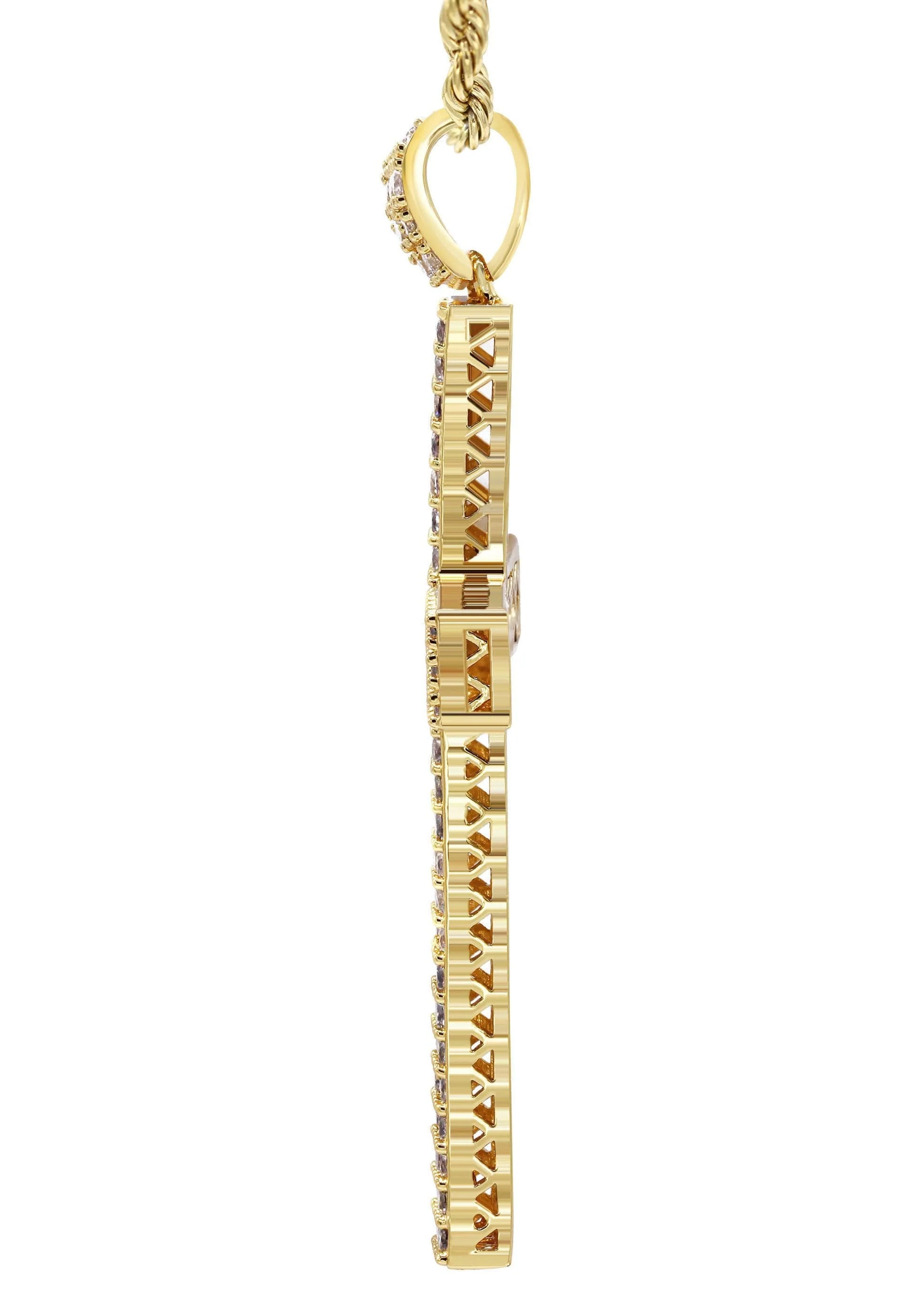 Mens Gold Plated Rope Chain & Cross Pendant | Appx. 19.9 Grams - Image 4