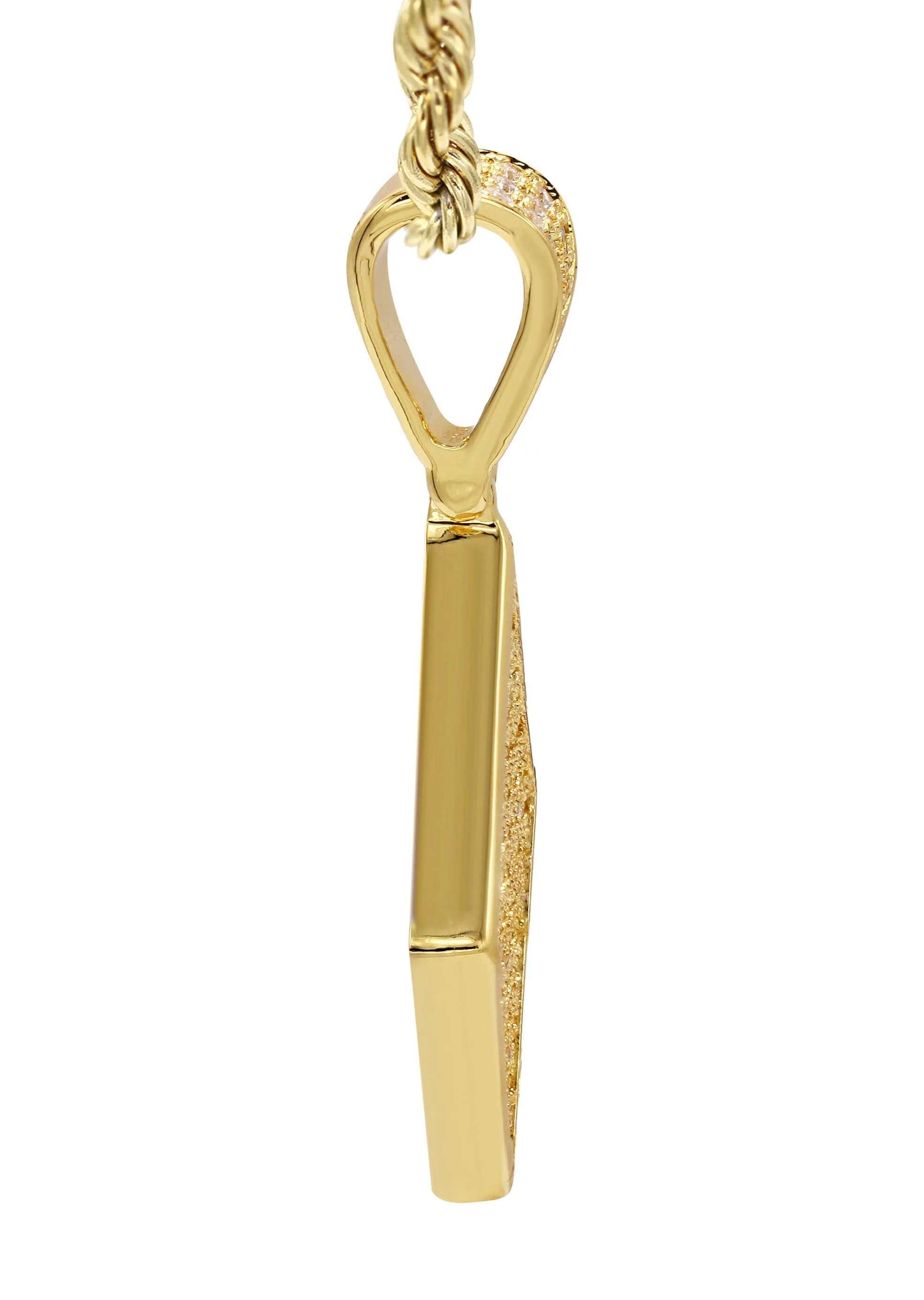 Mens Gold Plated Rope Chain & Iced Out Pendant | Appx. 16.1 Grams - Image 4