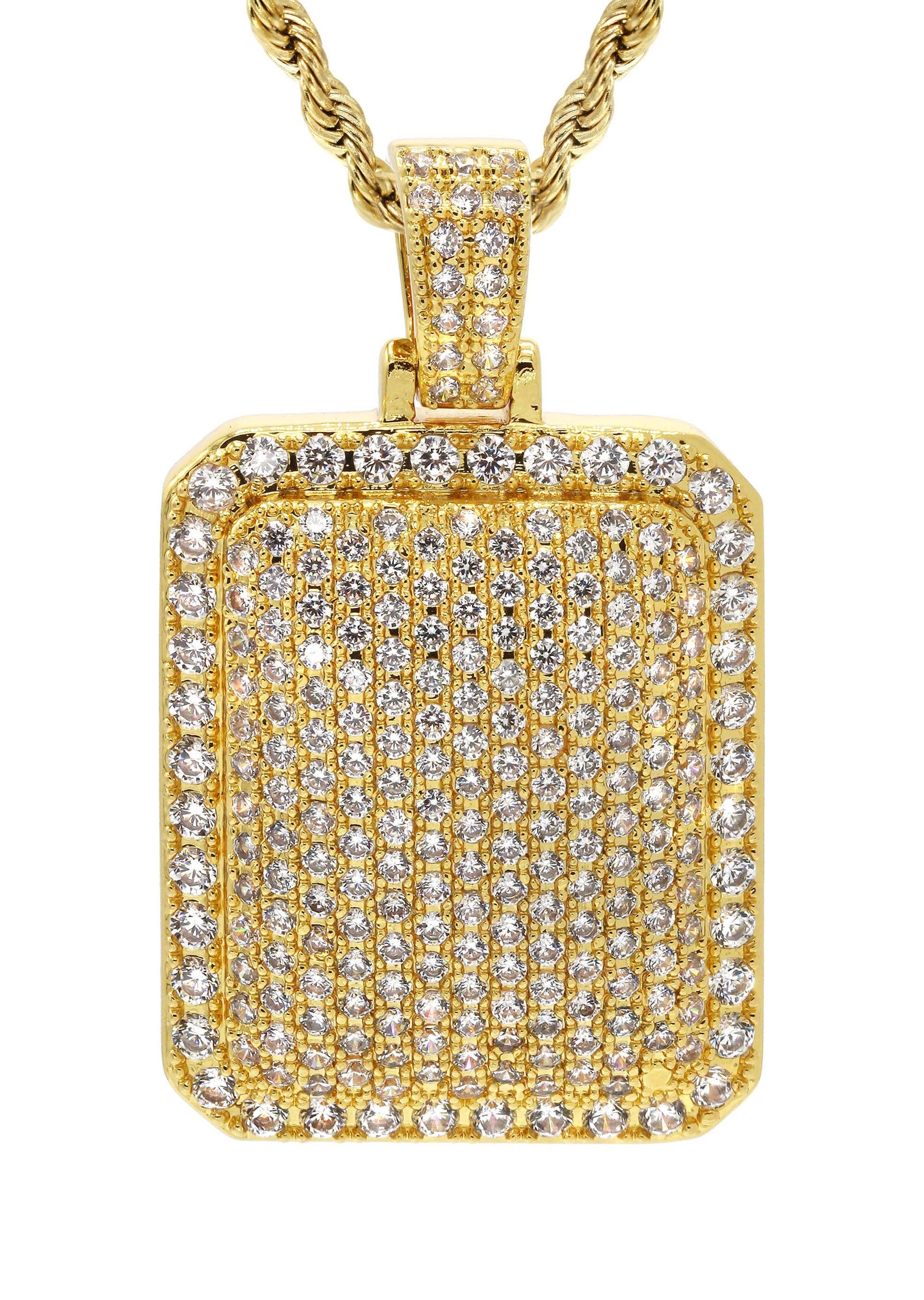 Mens Gold Plated Rope Chain & Dog Tag Pendant | Appx. 21.5 Grams - Image 2