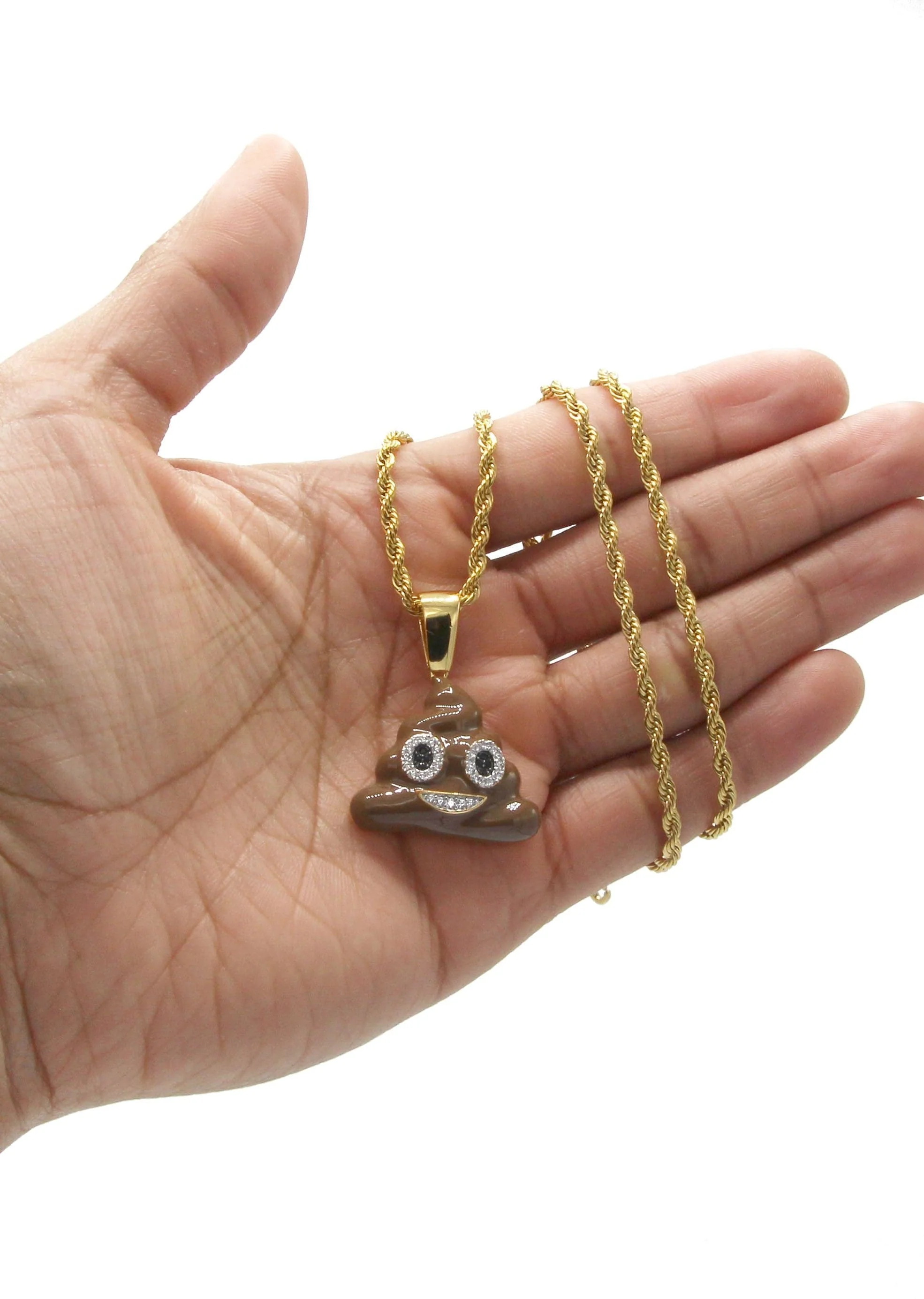 Mens Gold Plated Rope Chain & Emoji Pendant | Appx. 17 Grams - Image 6