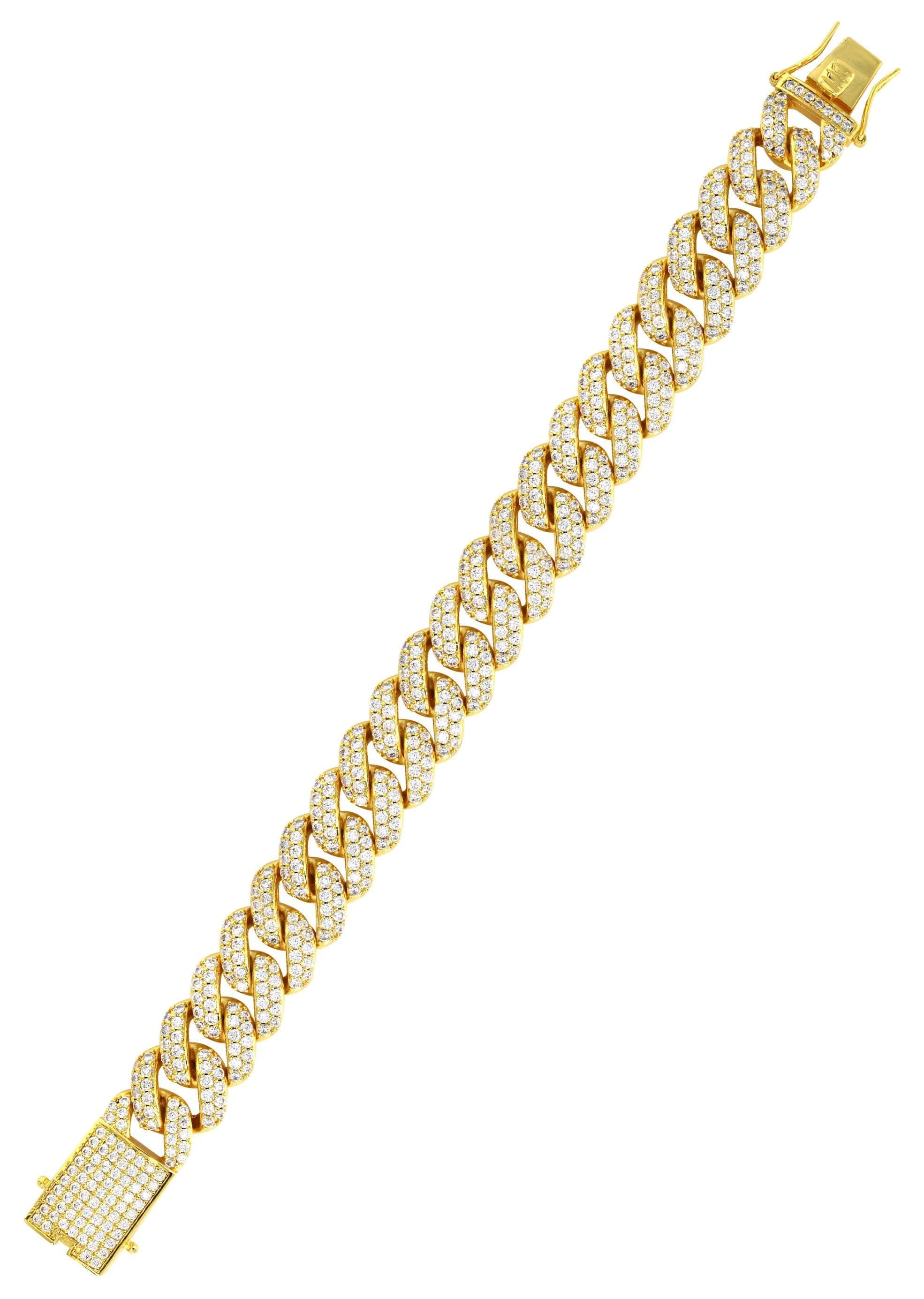 Gold Plated Mens Iced Out Miami Cuban Link Bracelet - Image 3