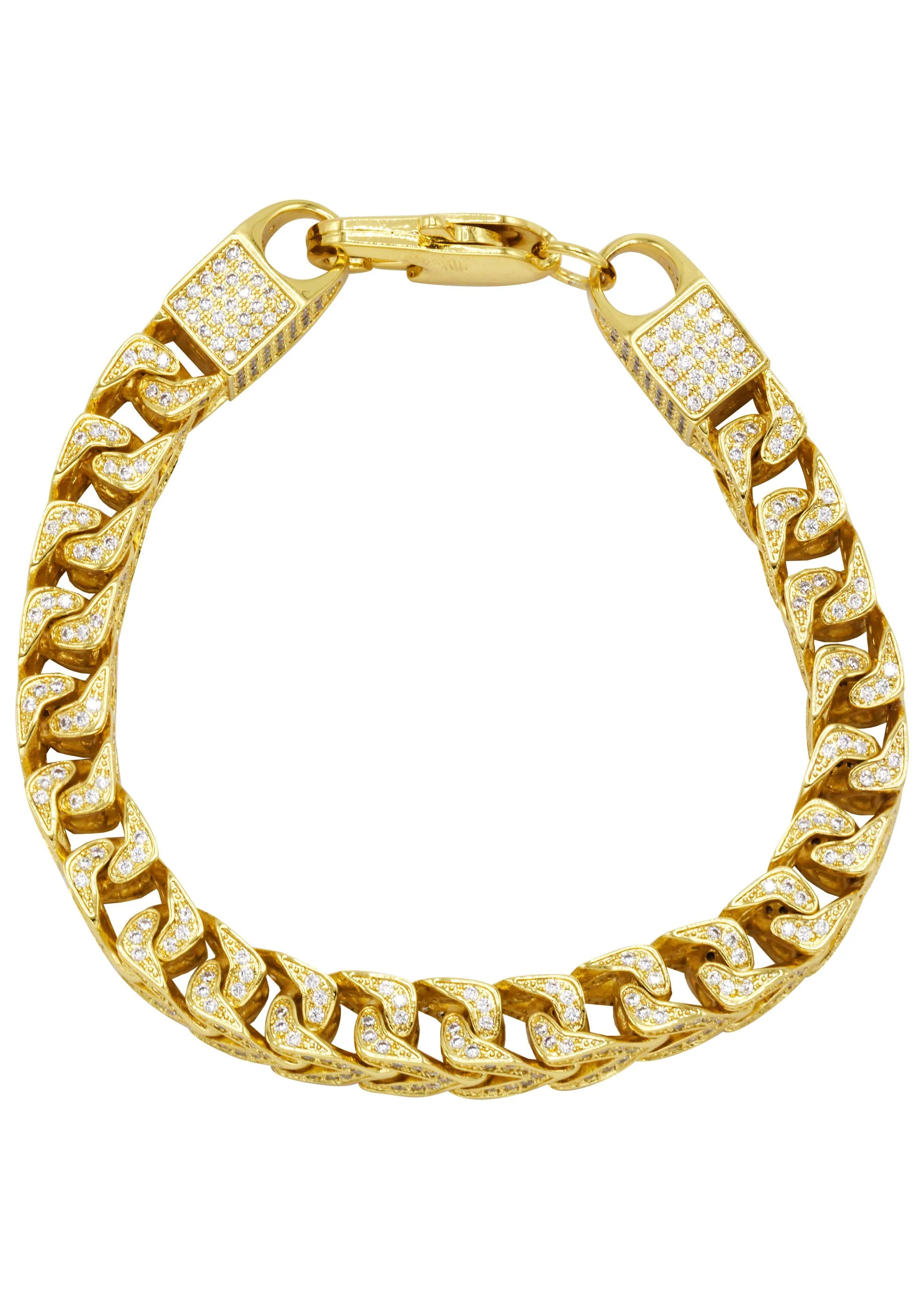 Solid Gold Plated Iced Out Franco Chain & Bracelet ( 8 Mm ) - Image 4