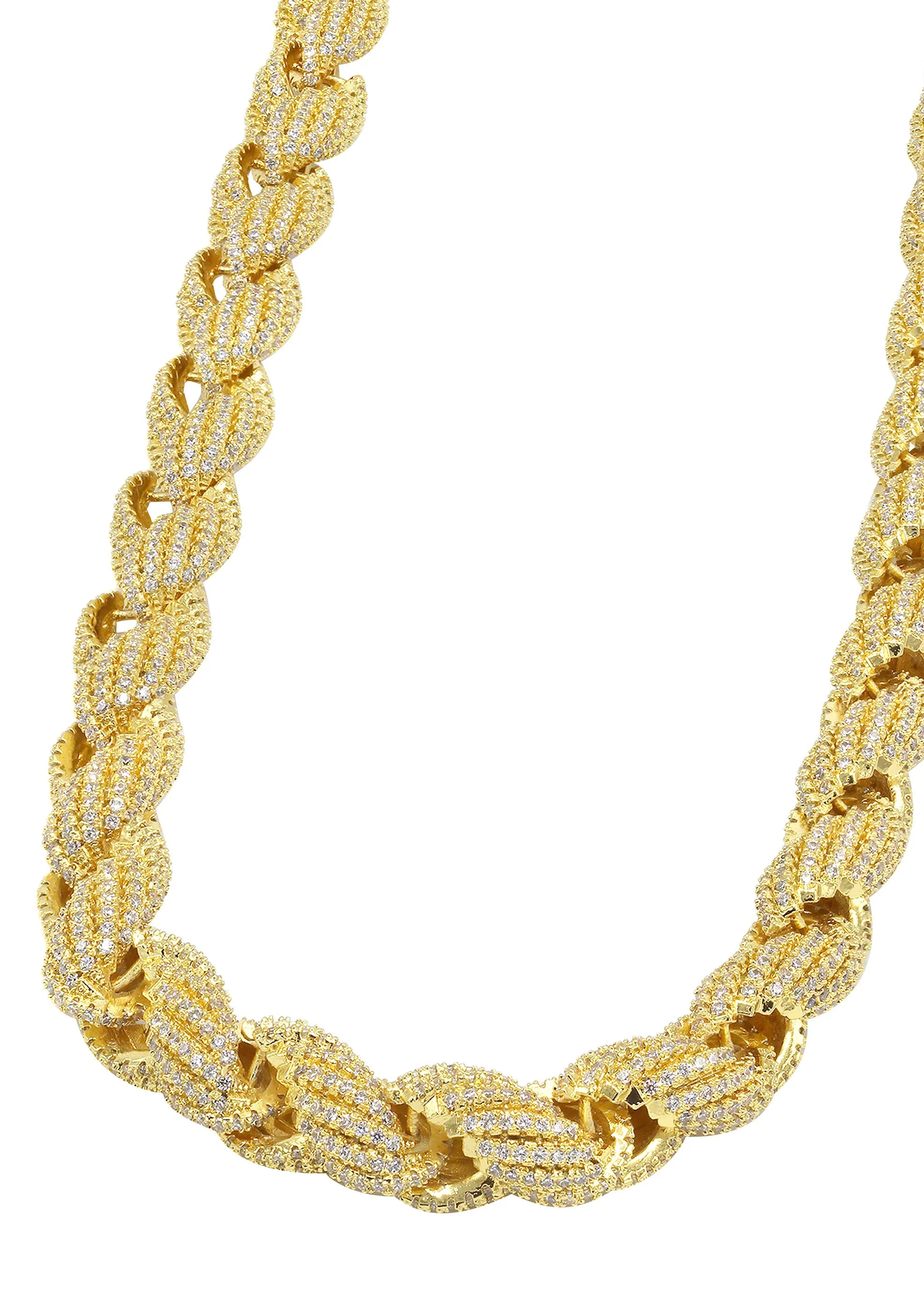 Solid Gold Plated Iced Out Rope Chain & Bracelet ( 10 Mm ) - Image 5
