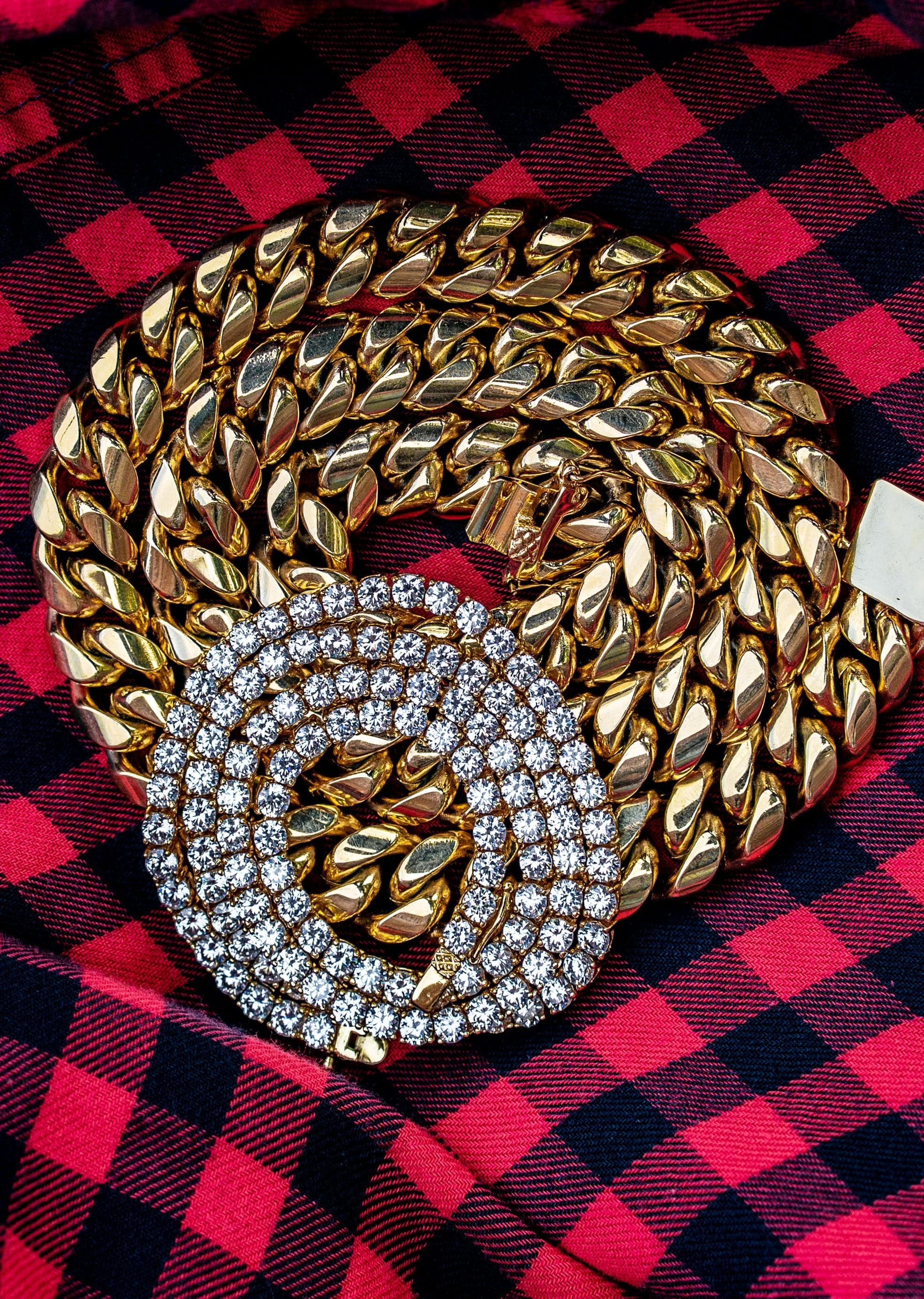 Gold Plated Solid Miami Cuban Link ( 14 MM ) & Tennis Chain - Image 4