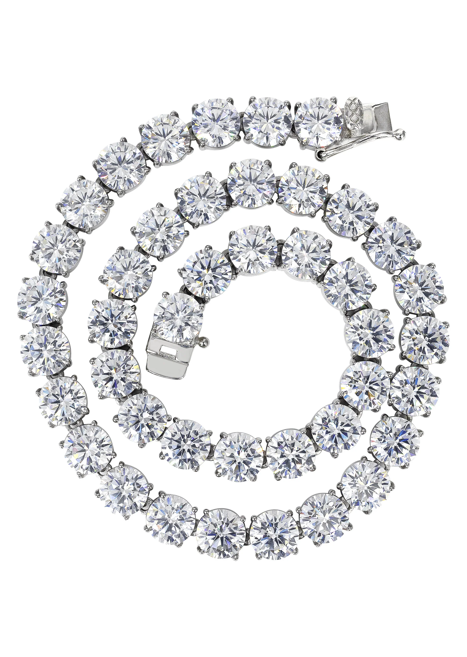 White Gold Plated Mens Tennis Chain - Image 2