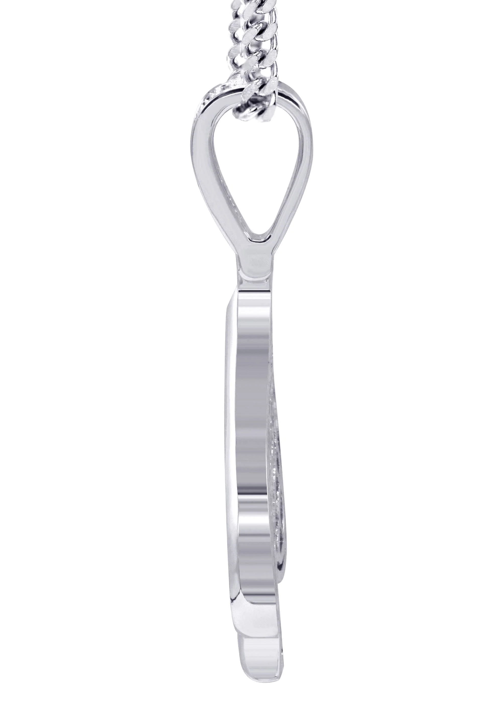 White Gold Plated Cuban Link Chain & Ace of Spades Pendant | Appx. 15.9 Grams - Image 4