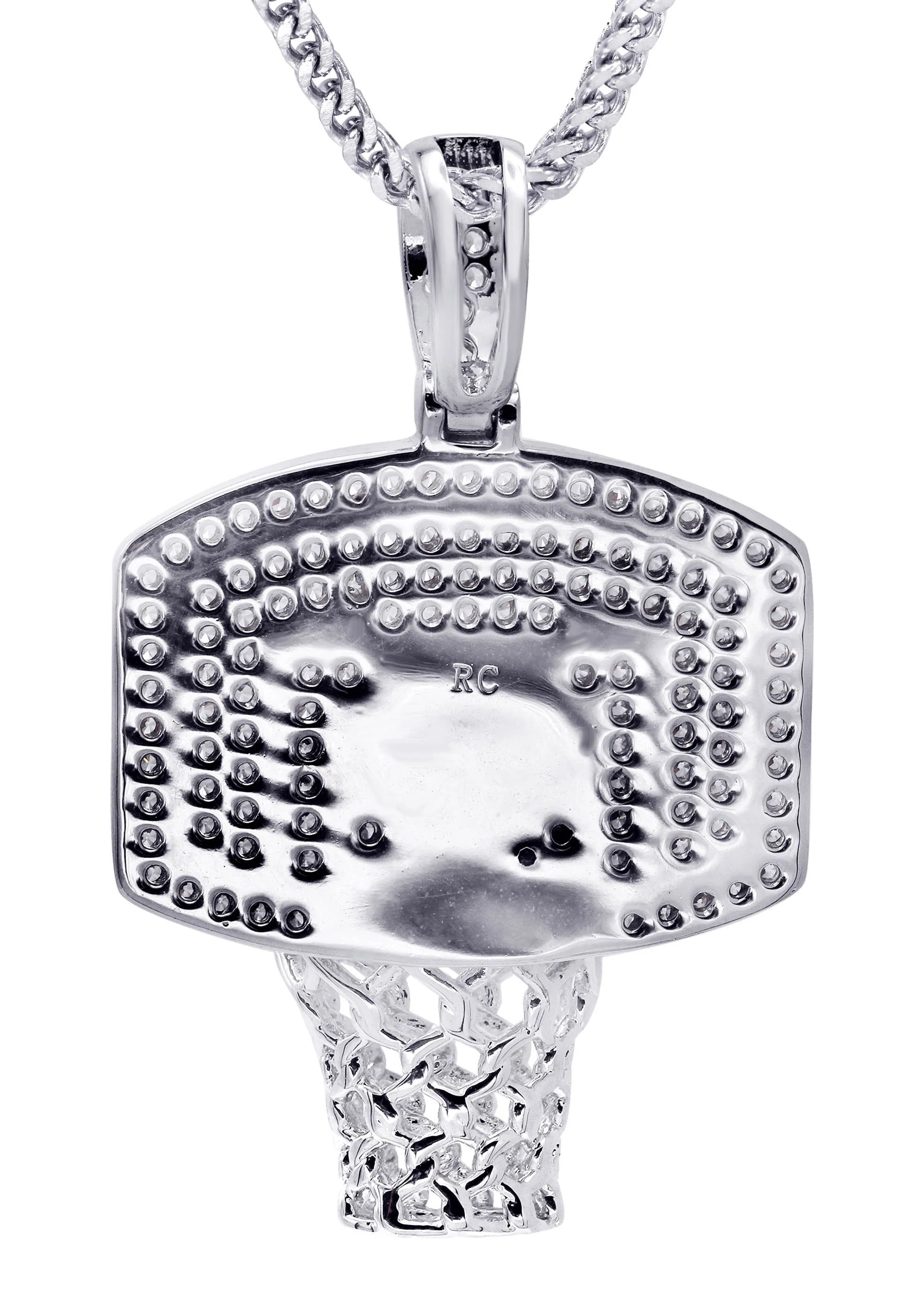 White Gold Plated Cuban Link Chain & Basketball Pendant | Appx. 27.3 Grams - Image 3