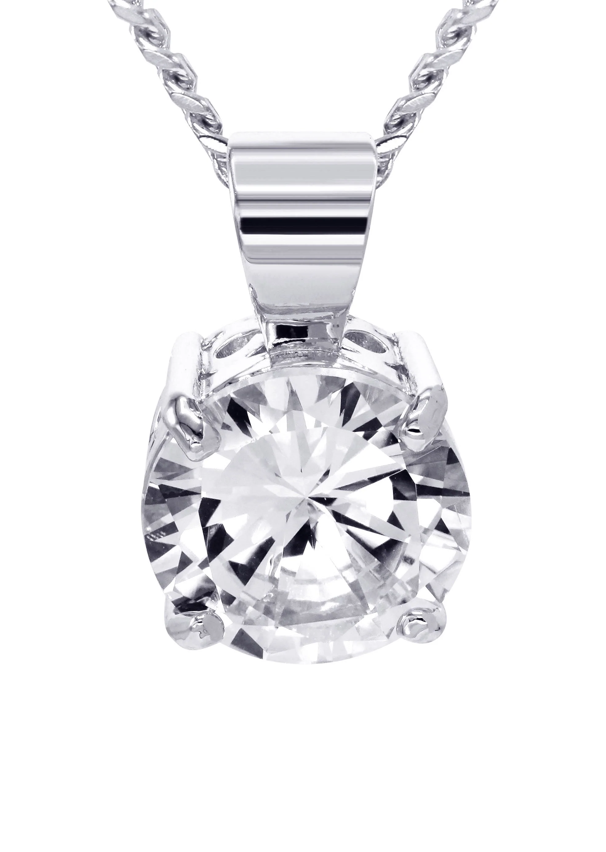 White Gold Plated Cuban Link Chain & Cubic Zirconia Pendant | Appx. 16.3 Grams - Image 2