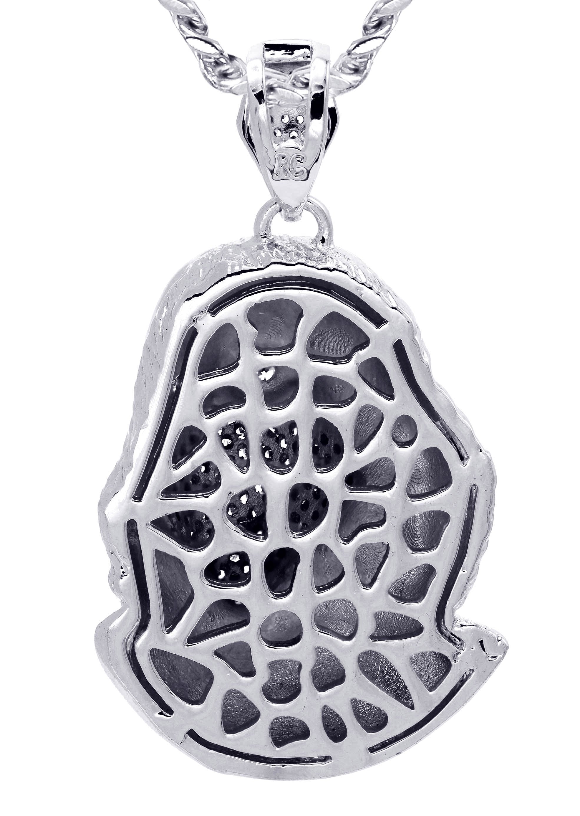 White Gold Plated Cuban Link Chain & Masked Benjamin Franklin Pendant | Appx. 31.7 Grams - Image 3
