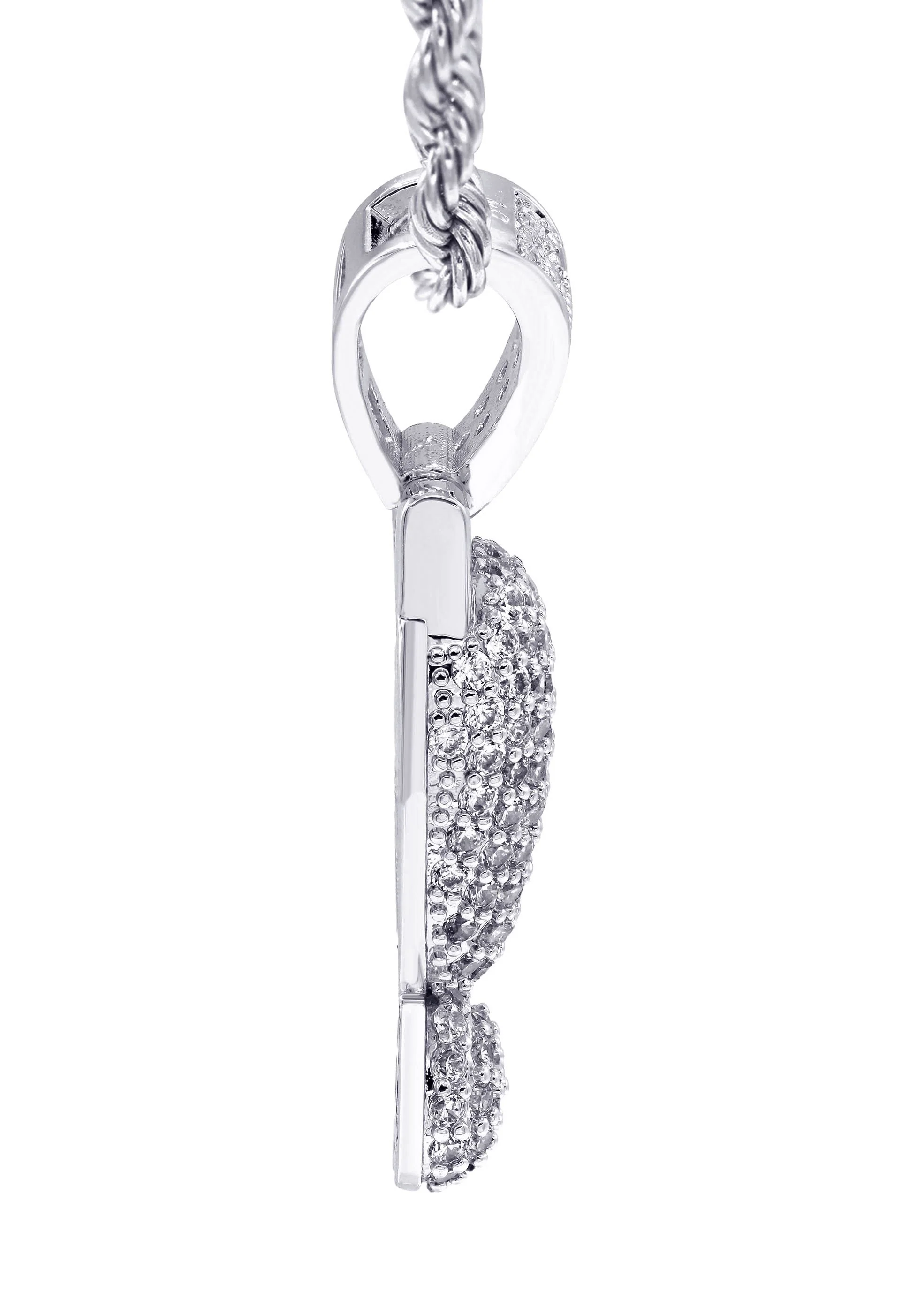 White Gold Plated Cuban Link Chain & ! Pendant | Appx. 13.1 Grams - Image 4