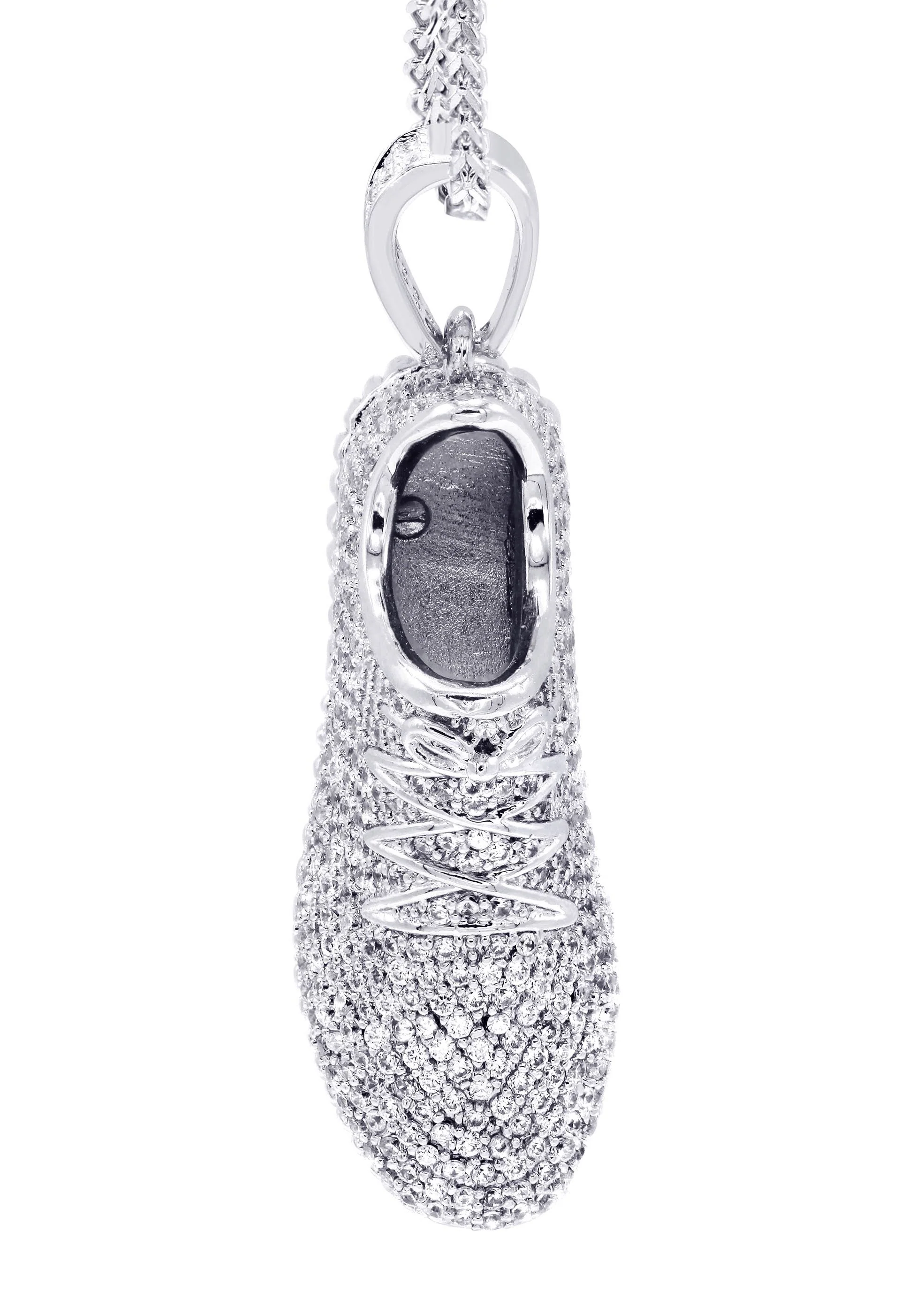 White Gold Plated Cuban Link Chain & Sneaker Pendant | Appx. 30.9 Grams - Image 4