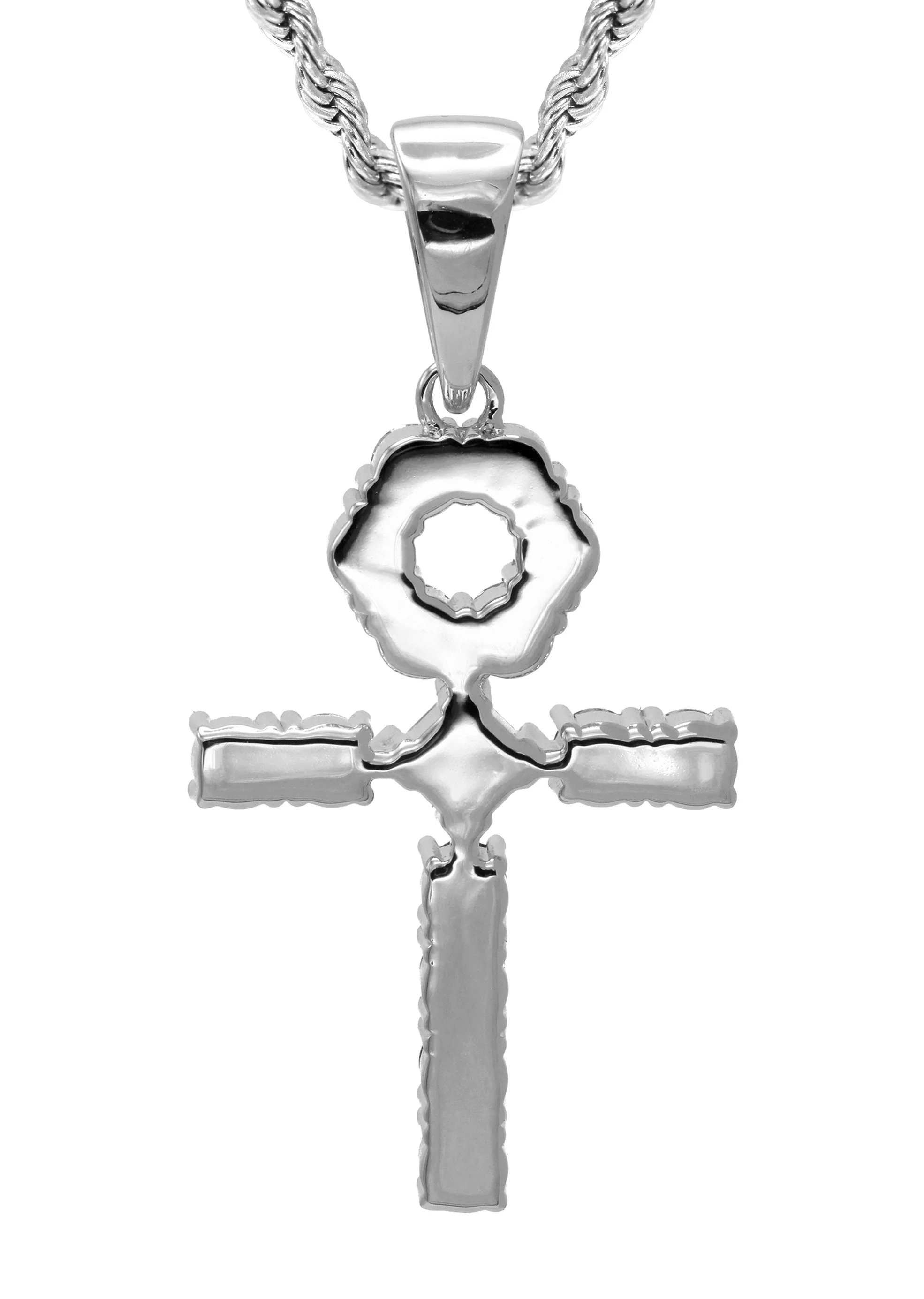 White Gold Plated Rope Chain & Ankh Pendant | Appx. 10 Grams - Image 3