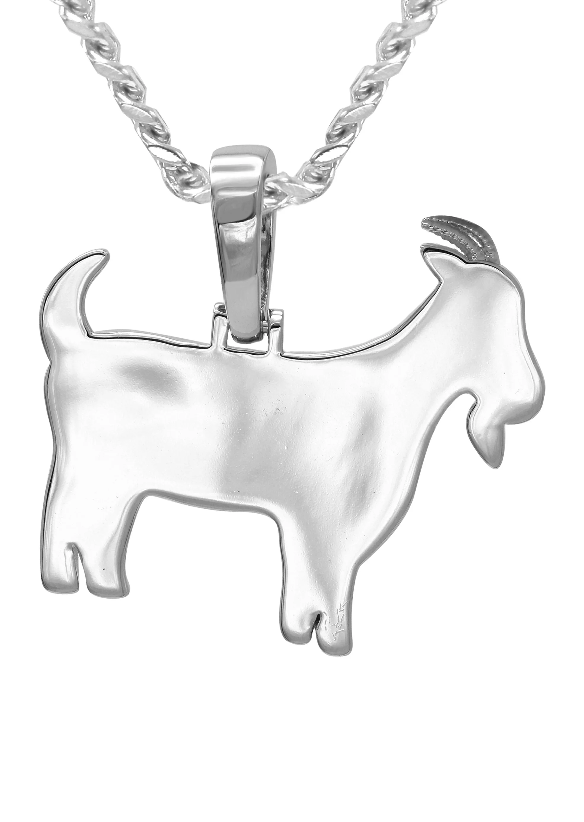 White Gold Plated Cuban Link Chain & Goat Pendant | Appx. 14.5 Grams - Image 4