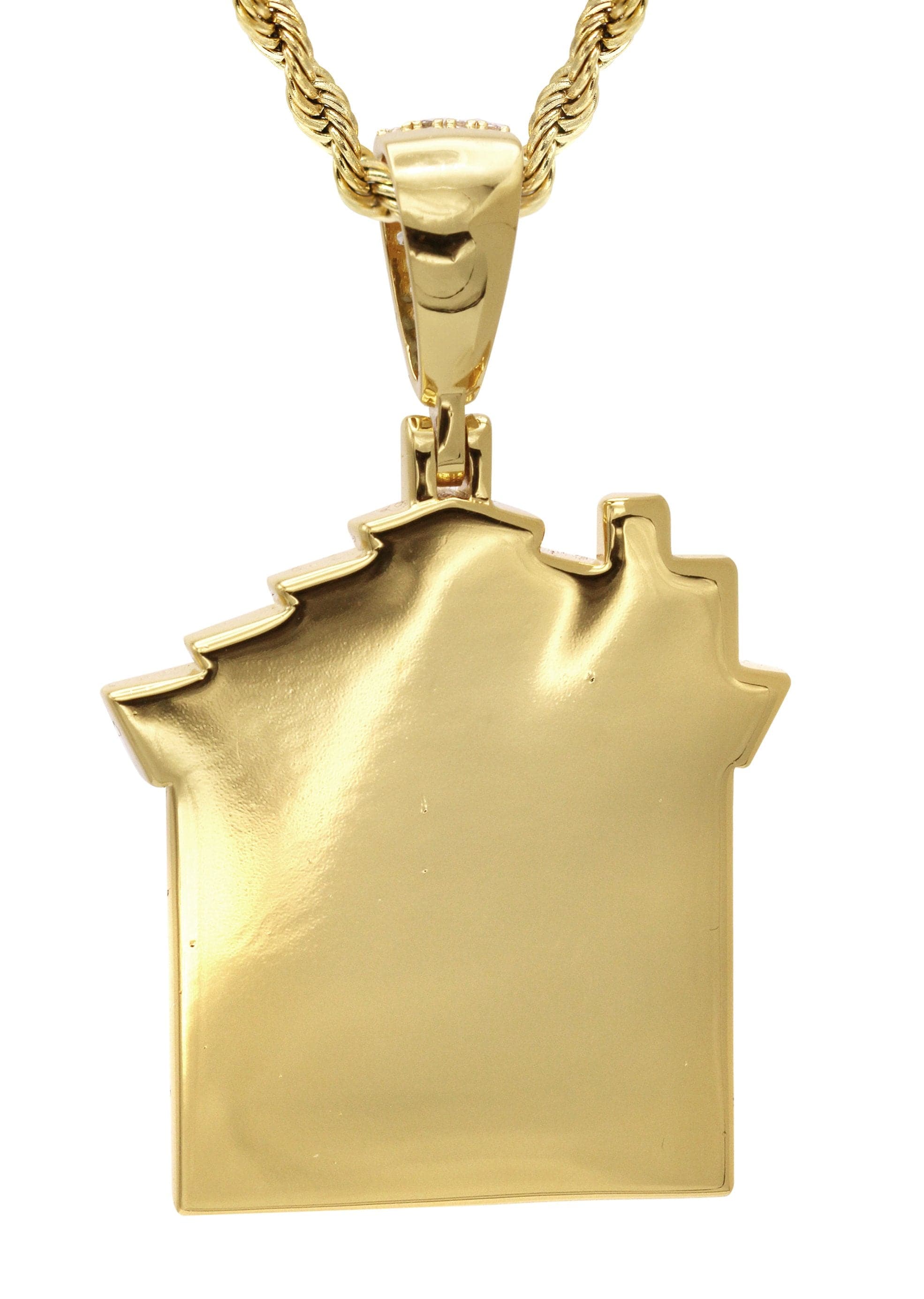 Gold Plated Rope Chain & House Pendant | Appx. 18.7 Grams - Image 3