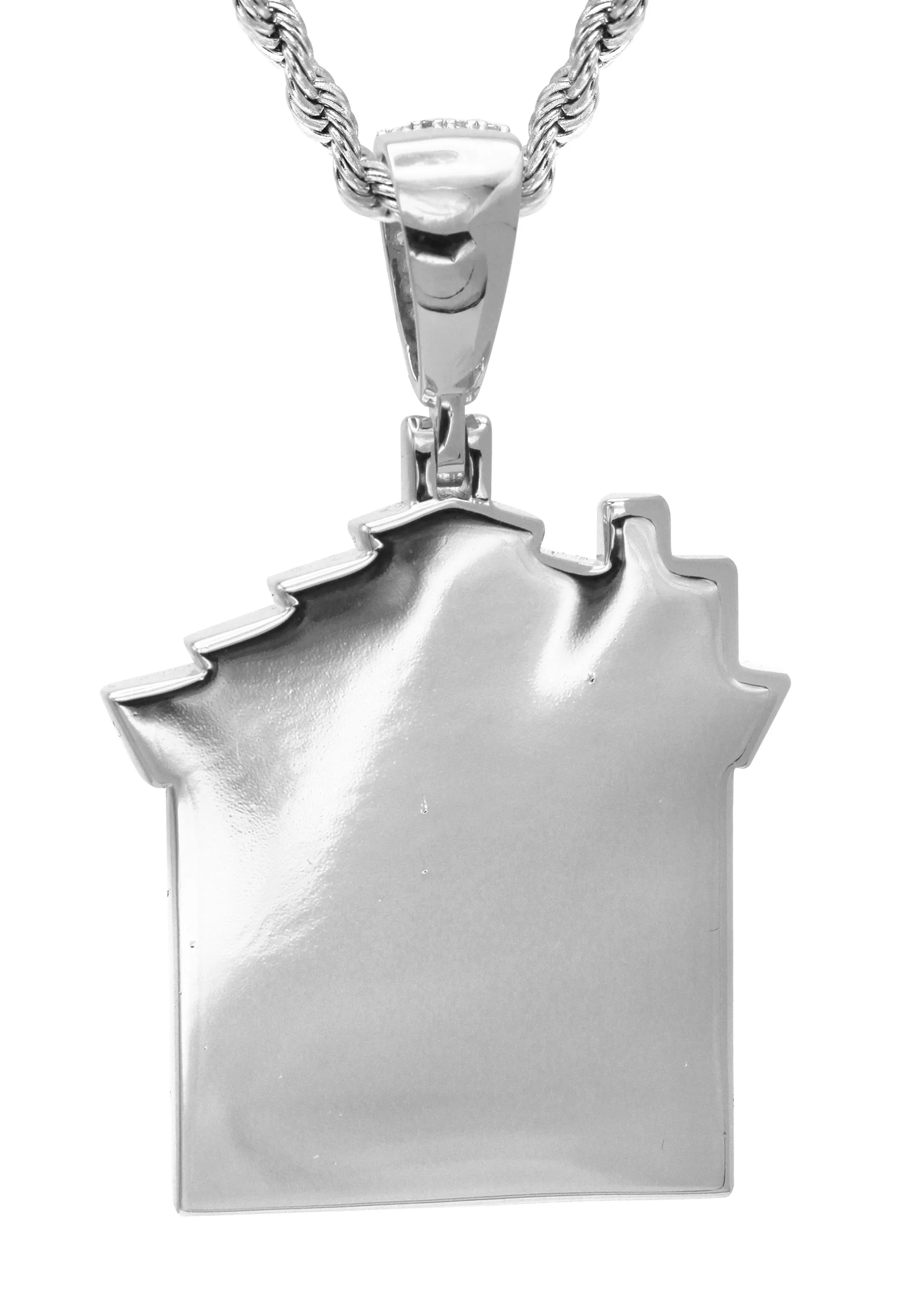 White Gold Plated Rope Chain & House Pendant | Appx. 20 Grams - Image 4