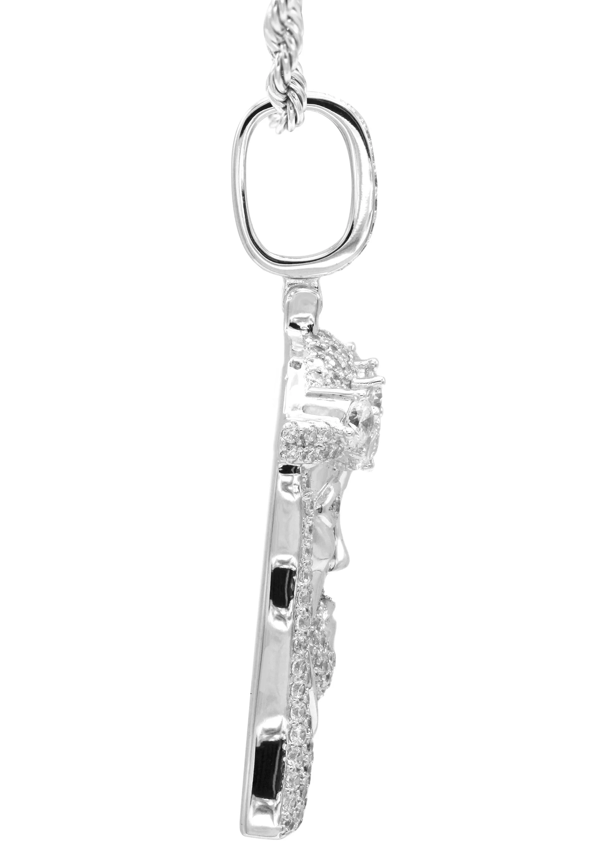 White Gold Plated Rope Chain & Jesus Head Pendant | Appx. 26.7 Grams - Image 4