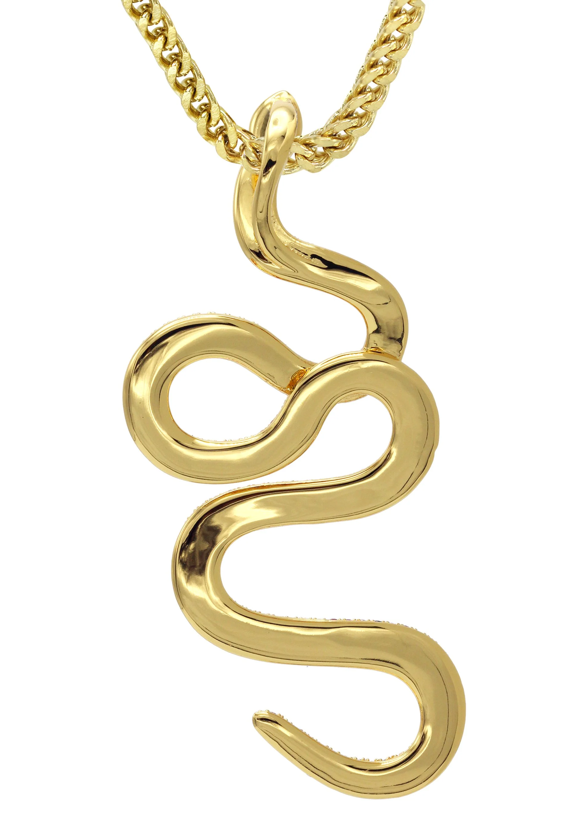 Gold Plated Franco Link Chain & Twisted Snake Pendant | Appx. 10 Grams - Image 3