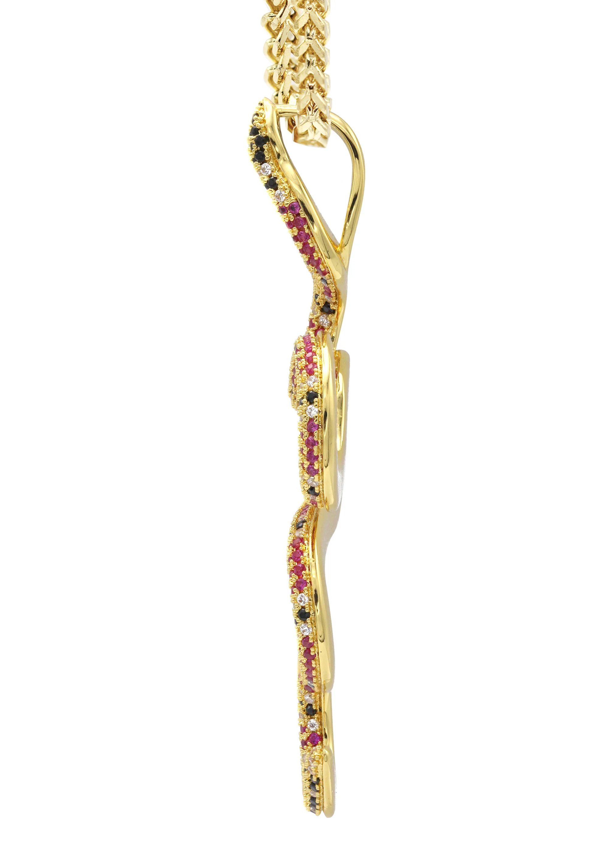 Gold Plated Franco Link Chain & Twisted Snake Pendant | Appx. 10 Grams - Image 4