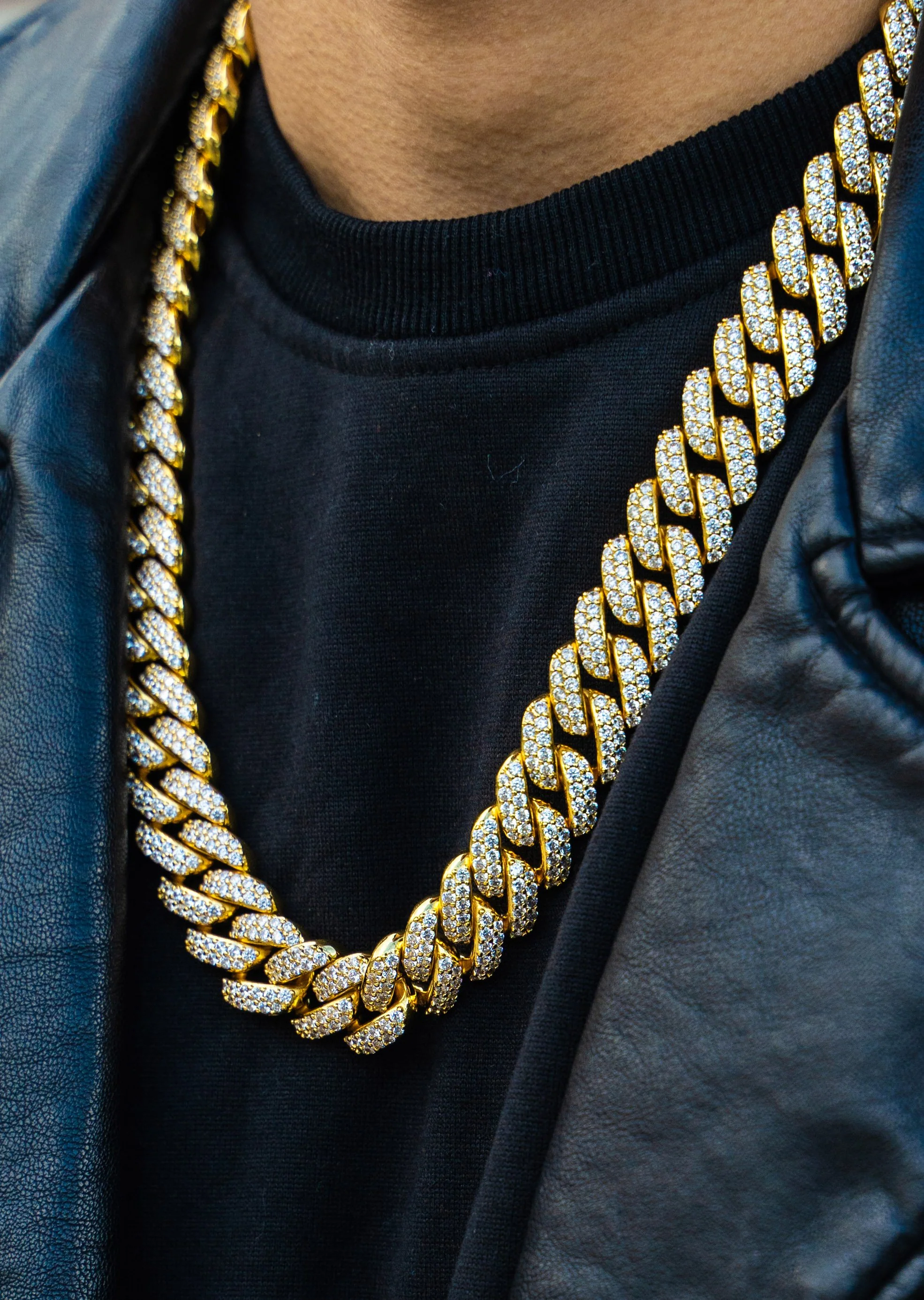 Yellow Gold Plated Iced Out Miami Cuban Link Chain & Bracelet - Image 3