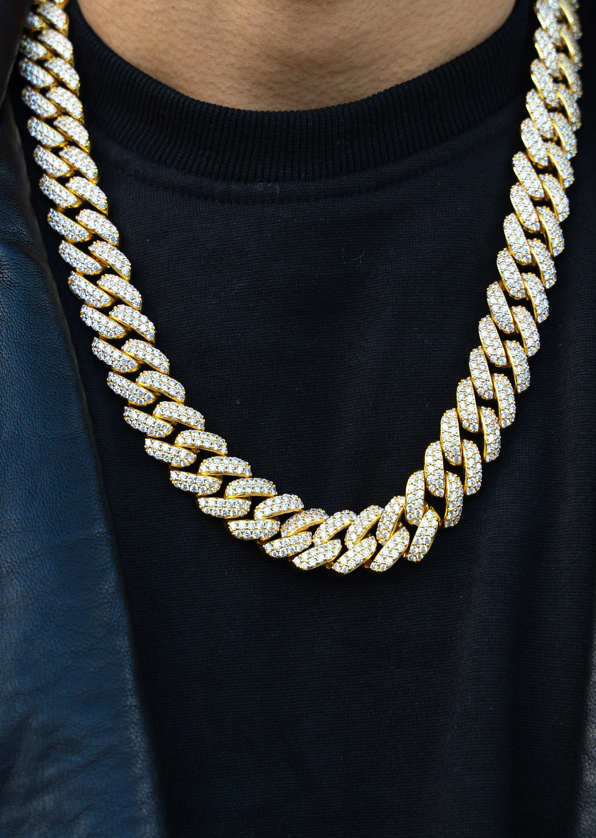 Yellow Gold Plated Iced Out Miami Cuban Link Chain & Bracelet - Image 5