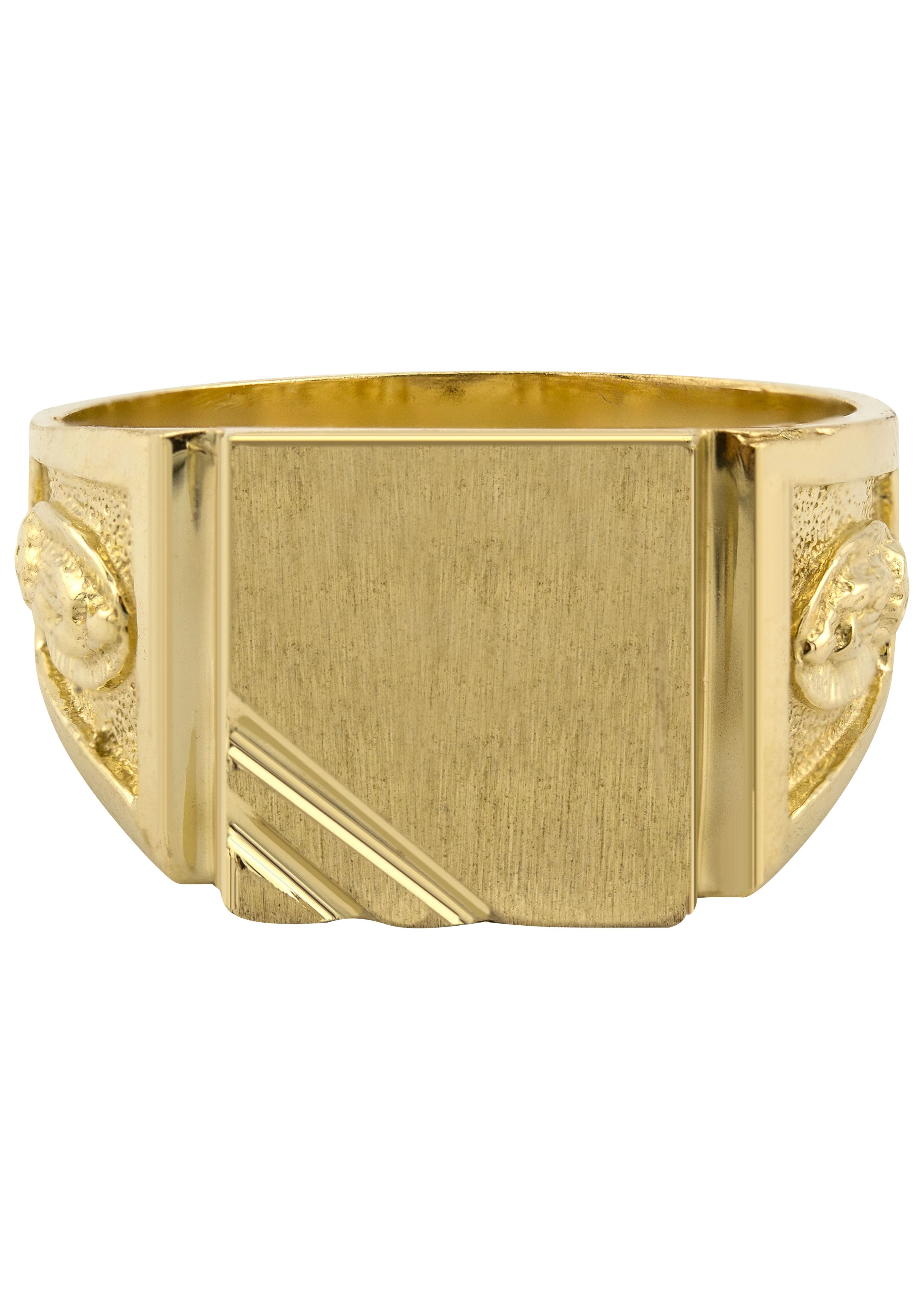 Mens Virgin Mary Signet Ring - 10K Gold | 6 Grams