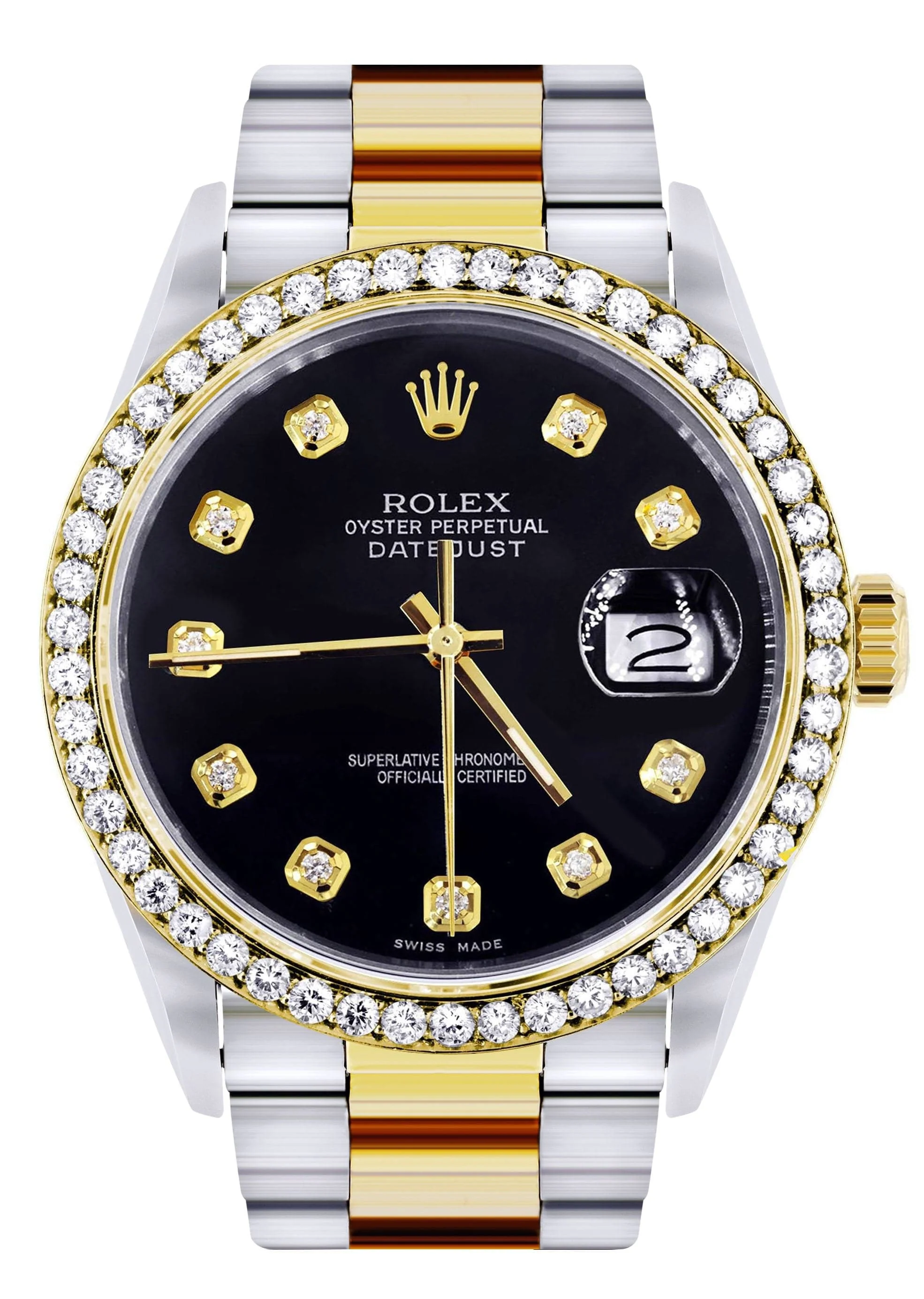 Gold Rolex Datejust Watch 16233 for Men | 36Mm | Black Dial | Oyster Band