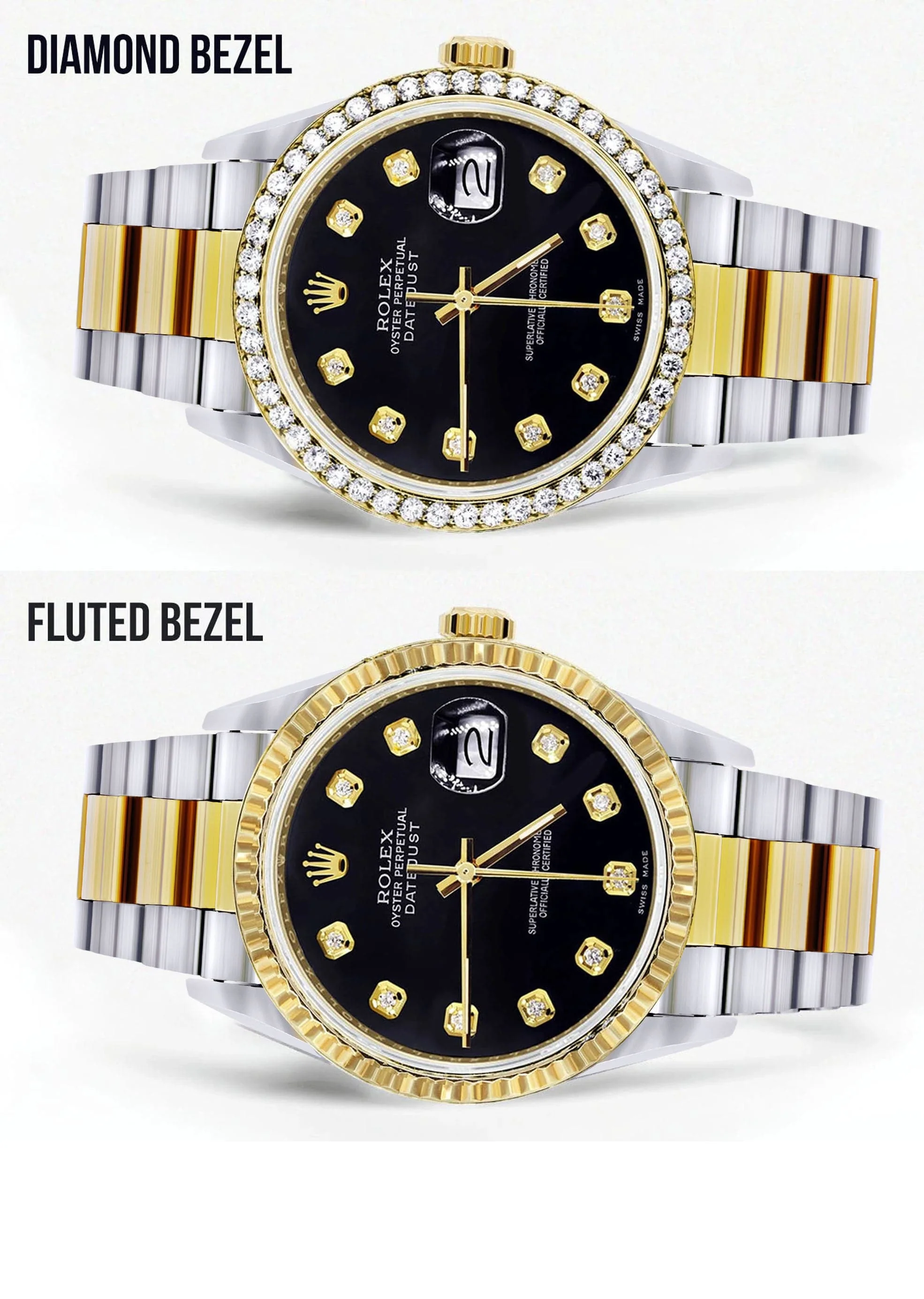 Gold Rolex Datejust Watch 16233 for Men | 36Mm | Black Dial | Oyster Band - Image 2