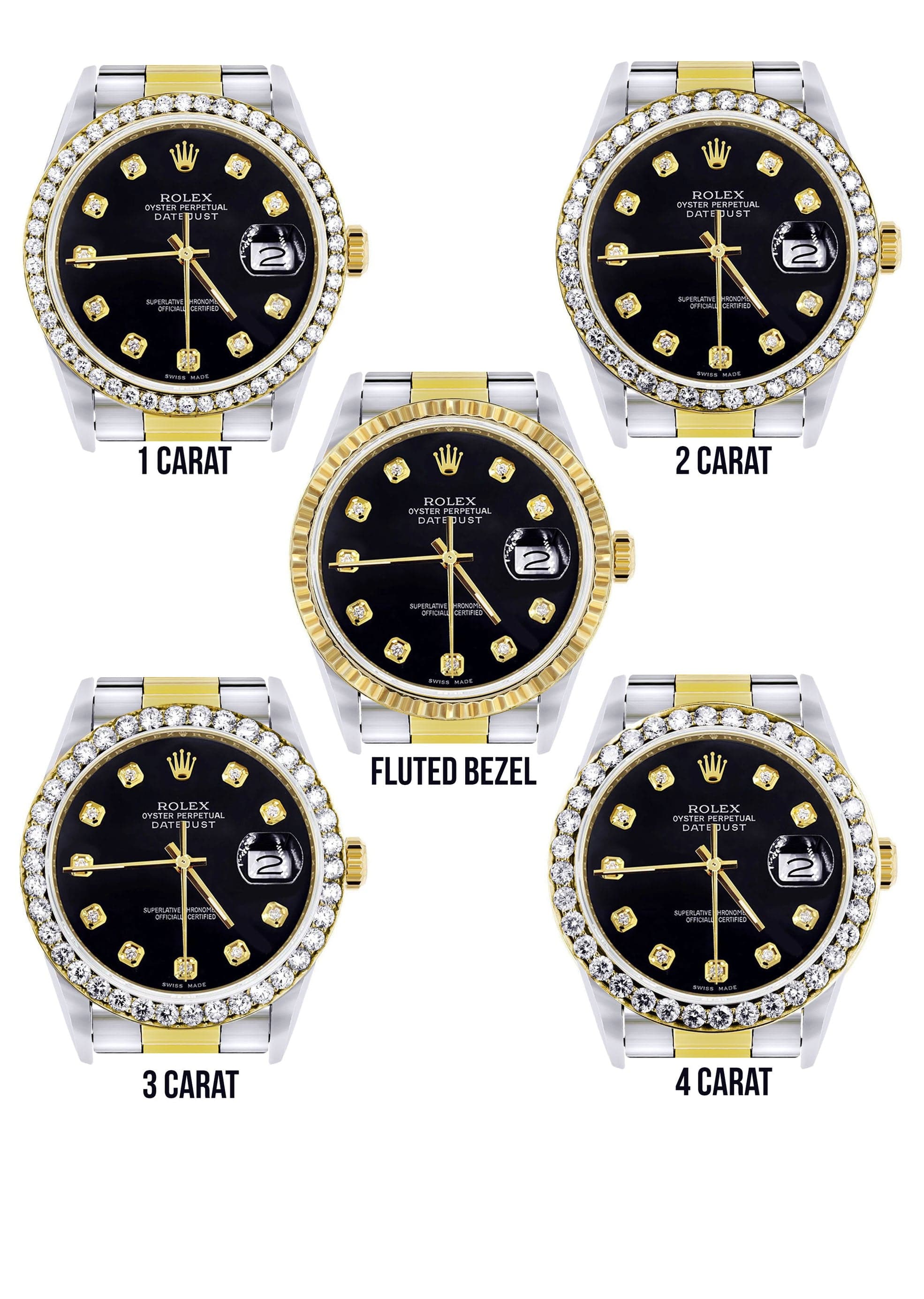 Gold Rolex Datejust Watch 16233 for Men | 36Mm | Black Dial | Oyster Band - Image 3