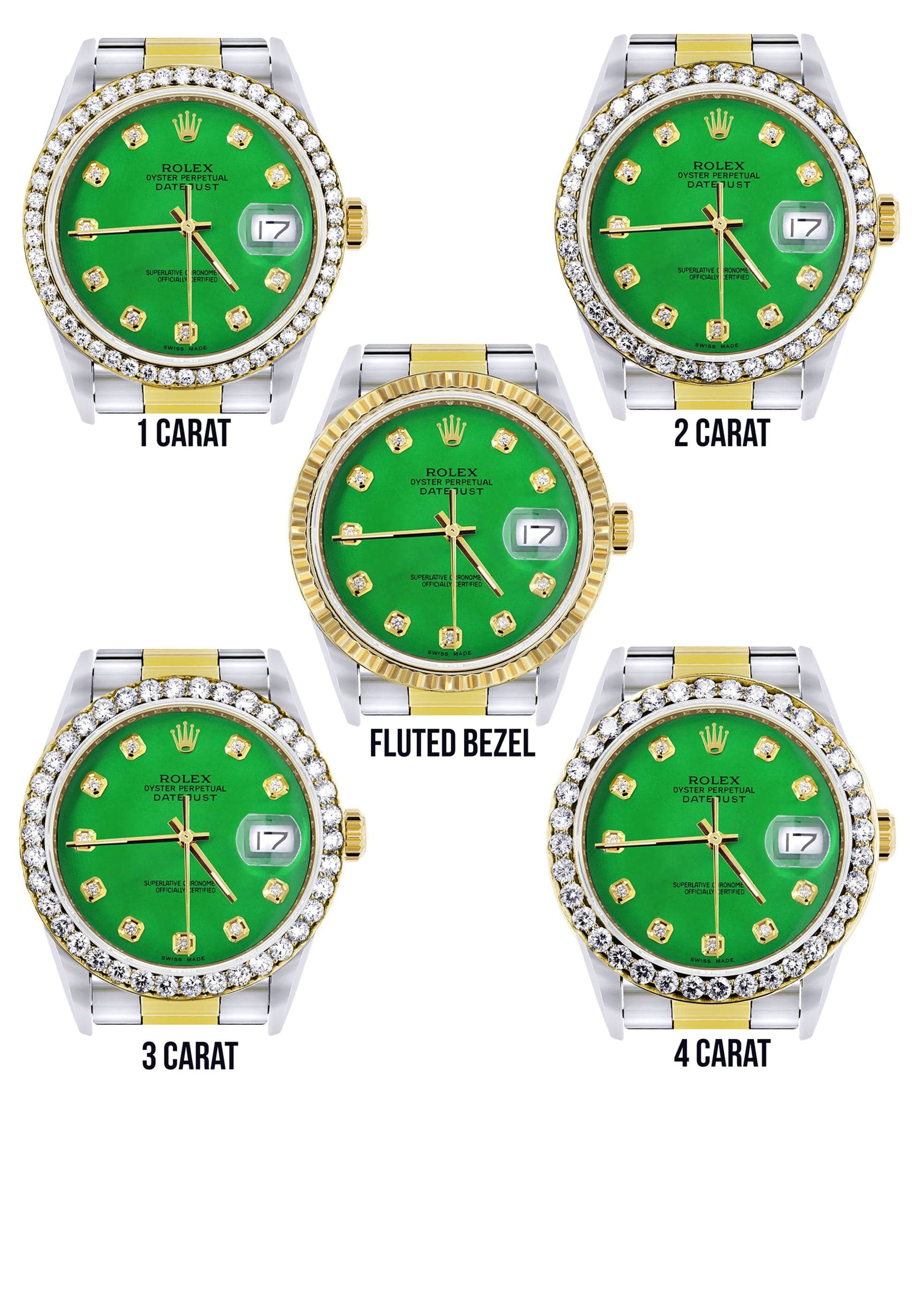 Gold Rolex Datejust Watch 16233 for Men | 36Mm | Green Dial | Oyster Band - Image 3