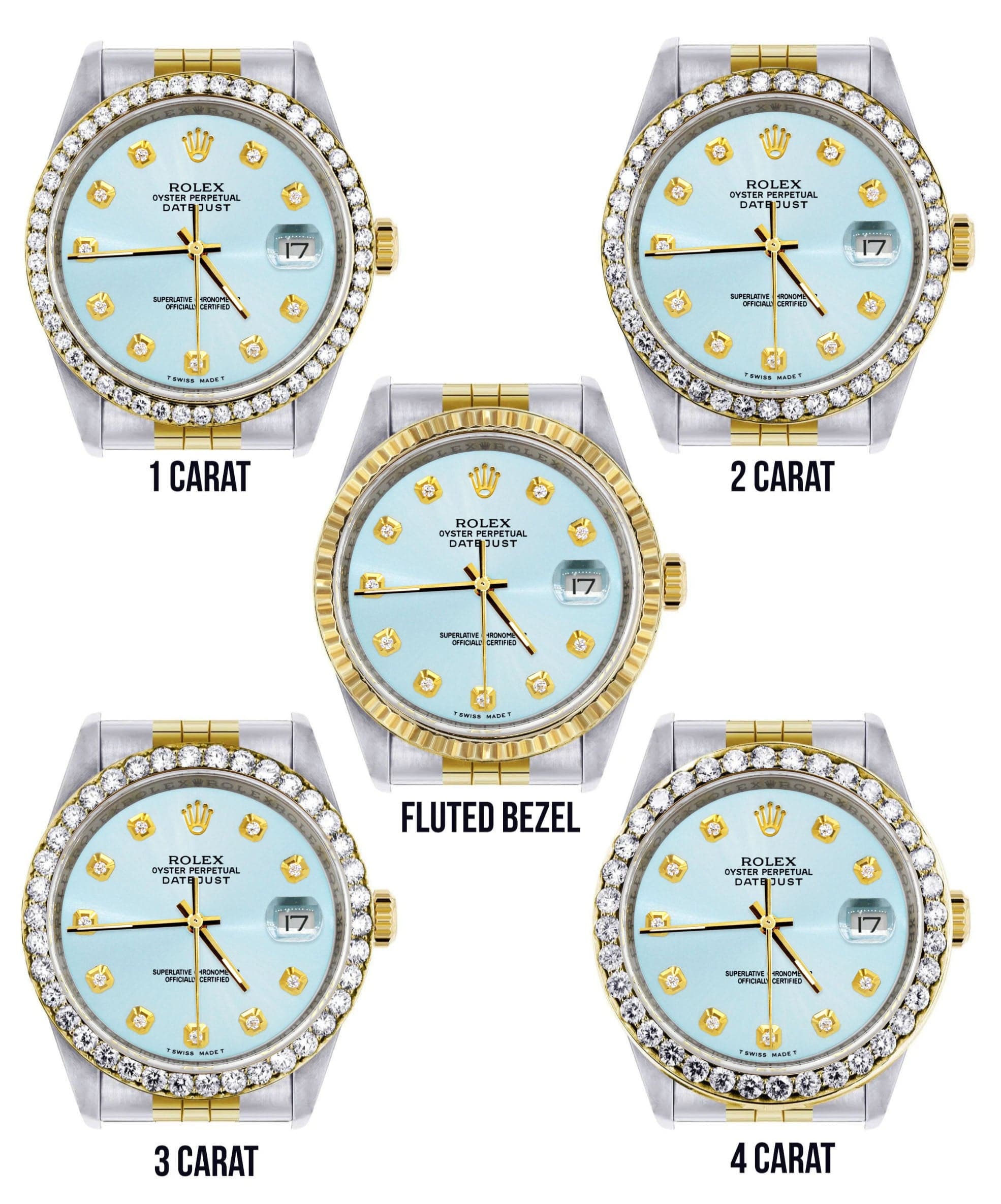 Gold Rolex Datejust Watch 16233 Two Tone for Men | 36Mm | Light Blue Dial | Jubilee Band - Image 3