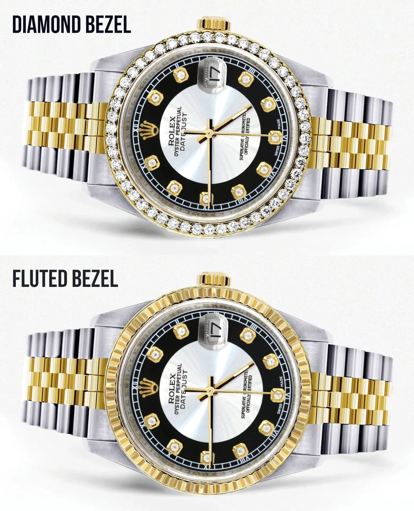 Gold Rolex Datejust Watch 16233 Two Tone for Men | 36Mm | Tuxedo Dial | Jubilee Band - Image 2