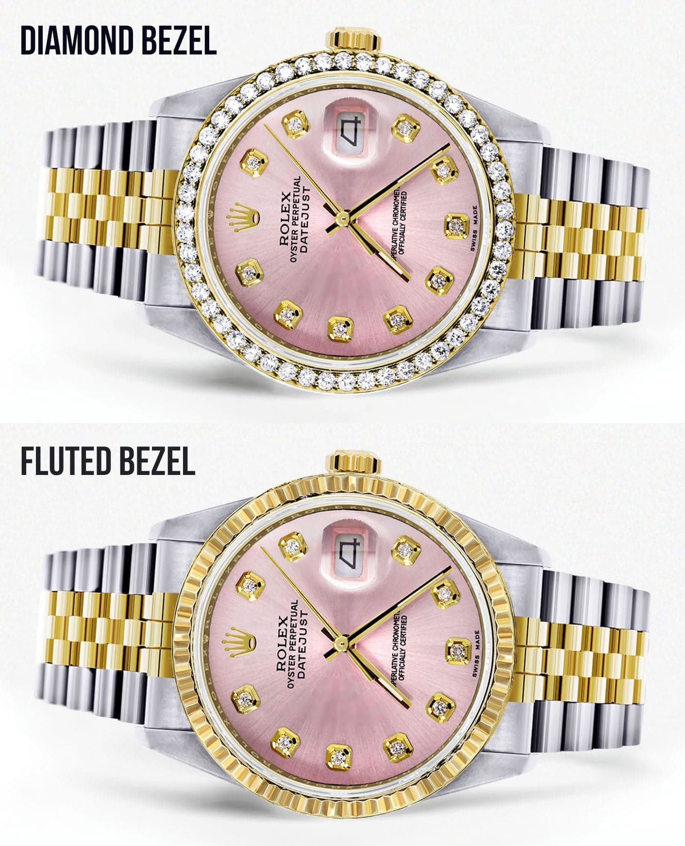 Gold Rolex Datejust Watch 16233 for Men | 36Mm | Pink Dial | Jubilee Band - Image 2