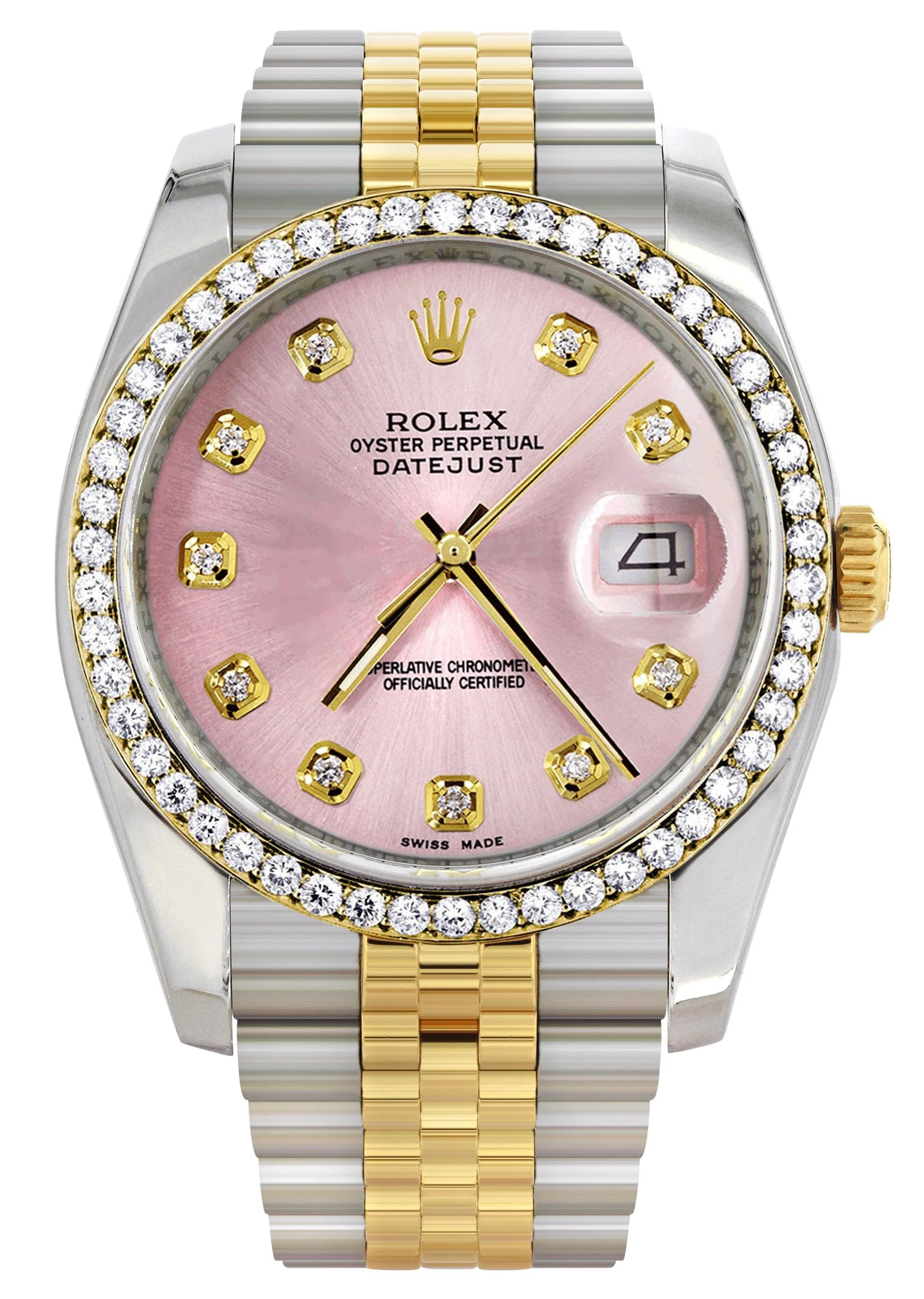 116233 | Hidden Clasp | Gold Rolex Datejust Watch | 36Mm | Pink Dial | Jubilee Band