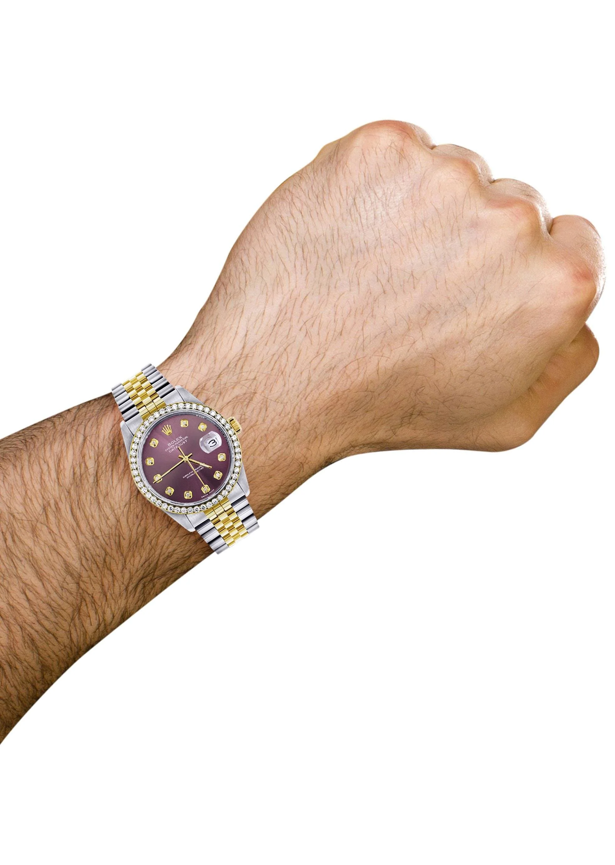 Diamond Rolex Datejust Watch for Men 16233 | 36Mm | Purple Dial | Jubilee Band - Image 4