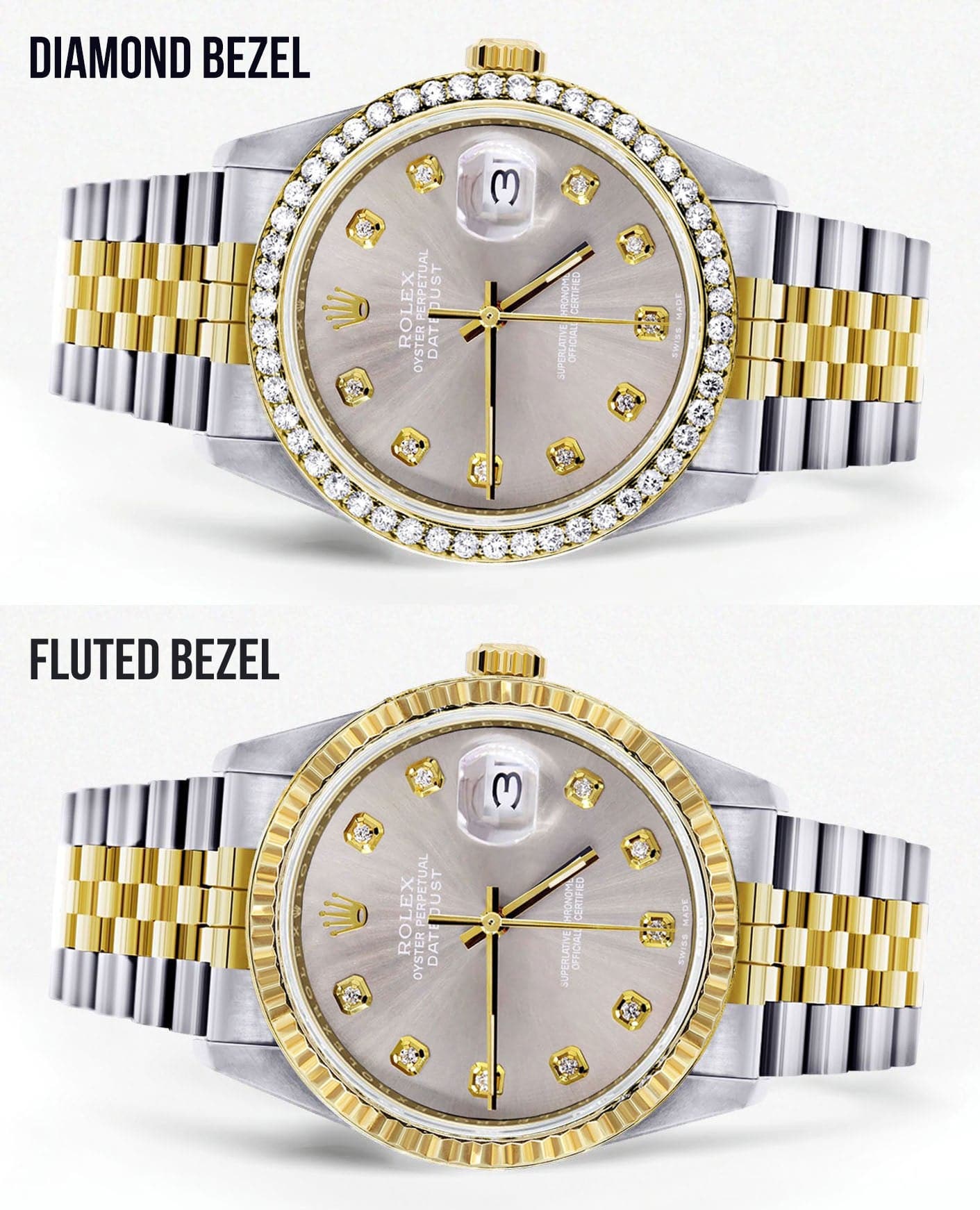 Diamond Rolex Mens Watch Datejust 16233 | 36Mm | Grey Dial | Jubilee Band - Image 2