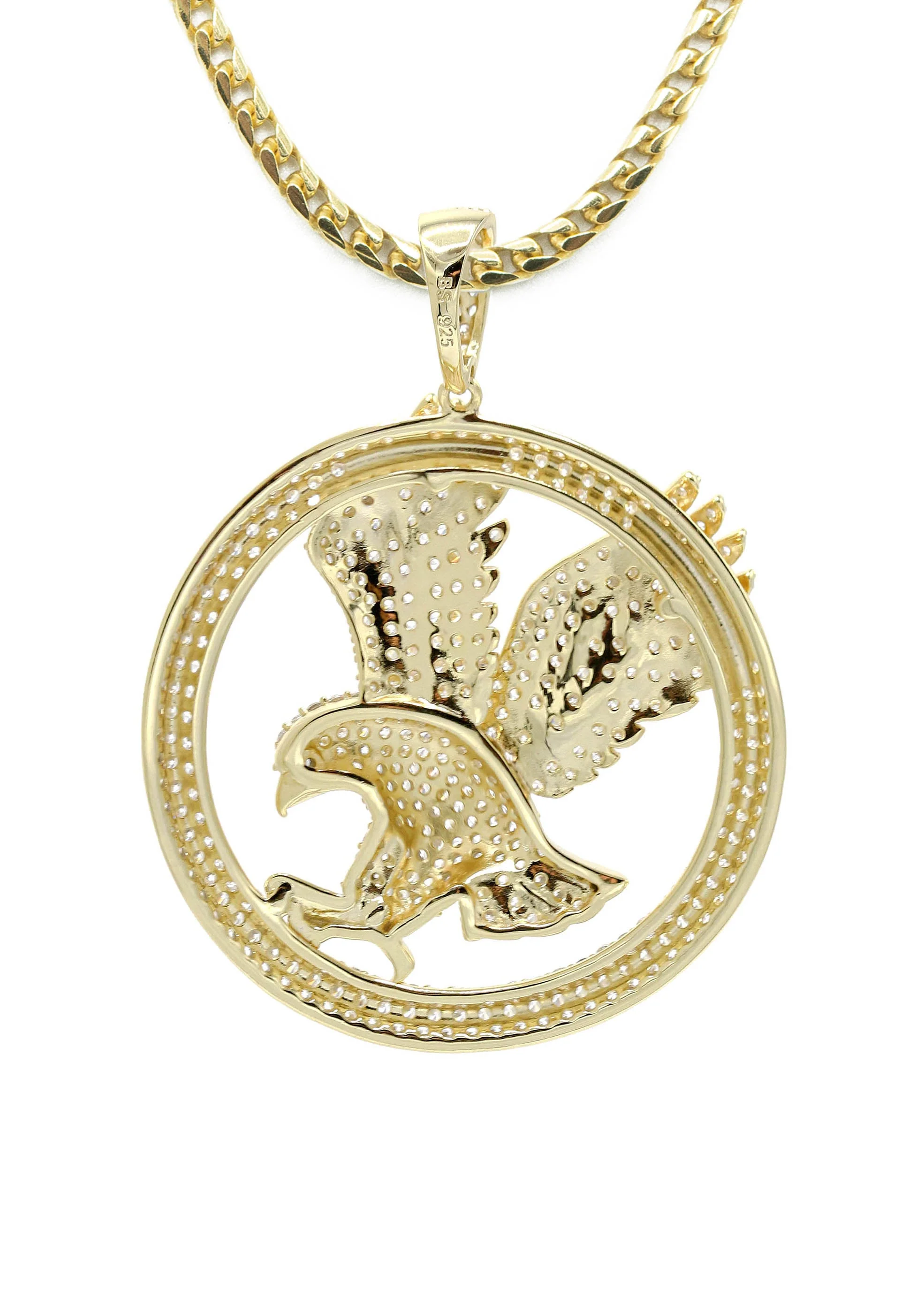 Silver Necklace - Gold Flying Eagle Tag Necklace | 27.8 Grams - Image 3