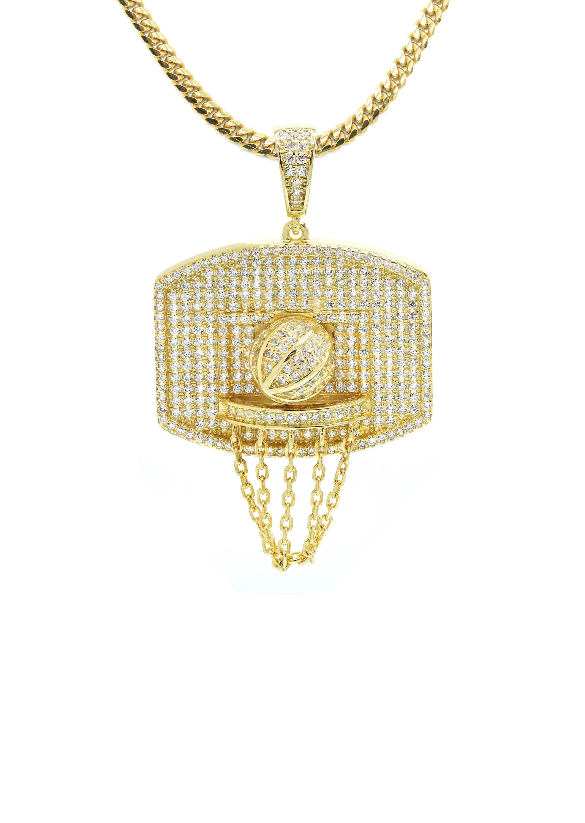 Silver Necklace - Gold Basketball Hoop Necklace | 25.2 Grams - Image 2