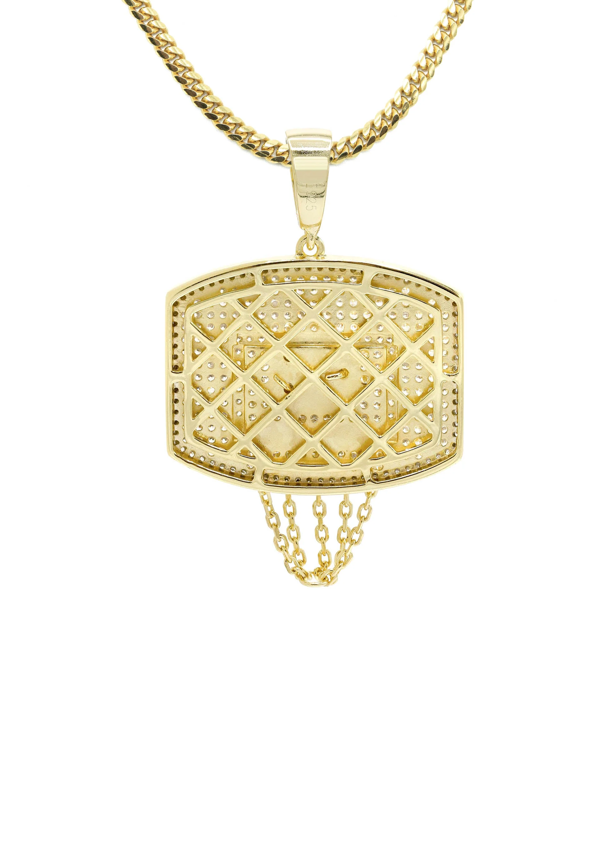 Silver Necklace - Gold Basketball Hoop Necklace | 25.2 Grams - Image 3