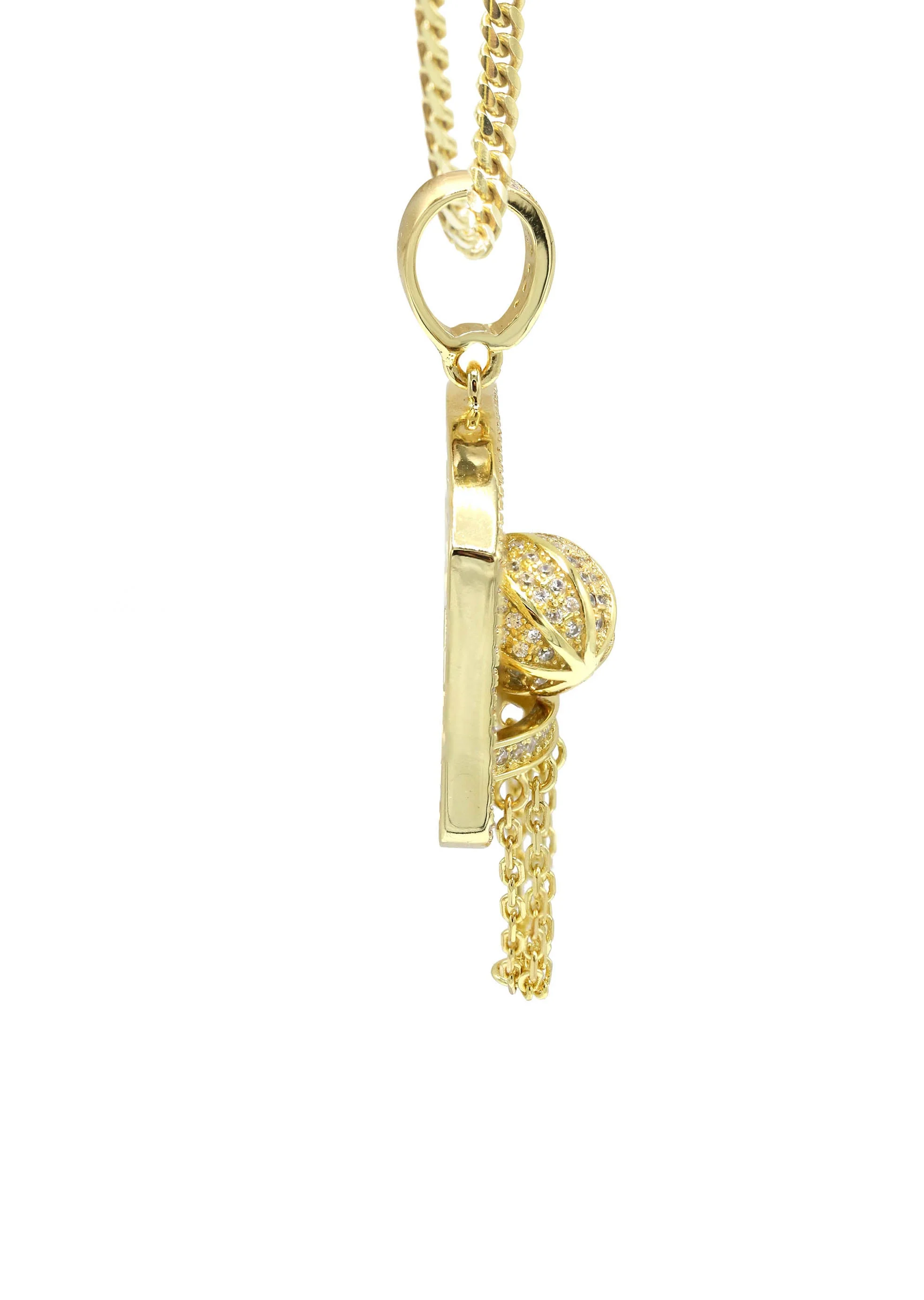 Silver Necklace - Gold Basketball Hoop Necklace | 25.2 Grams - Image 4