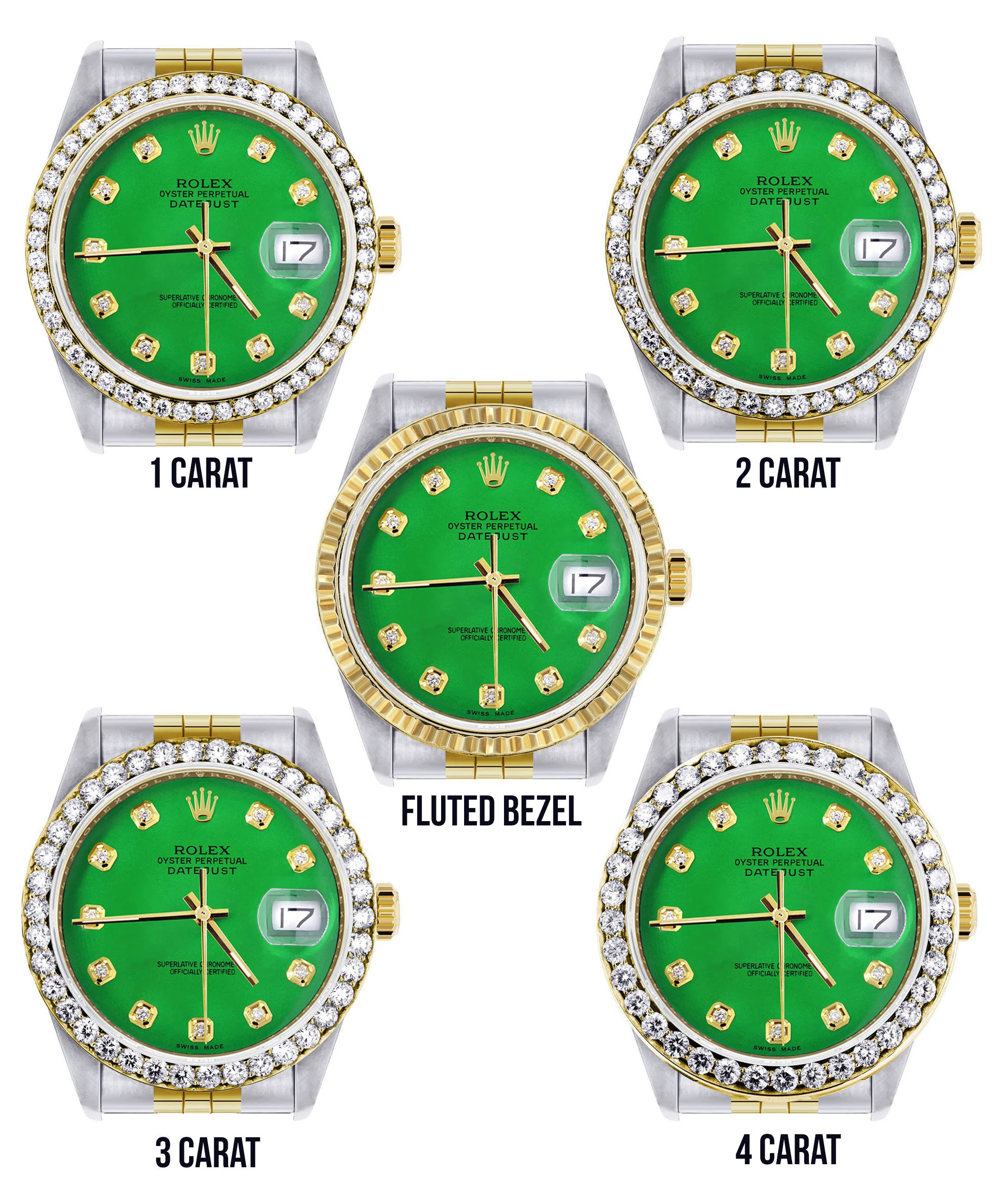 Womens Gold Rolex Datejust Watch 16233 | 36Mm | Green Dial | Jubilee Band - Image 3